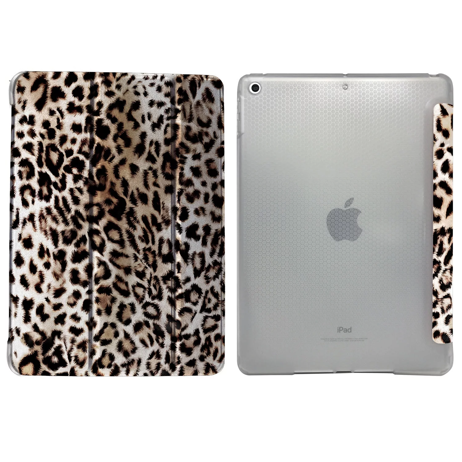 DuraSafe Cases iPad 9.7 Inch 6 5 Air 2 1 Generation [ 6th 5th Air 2nd 1st ] MH2V2LL/A MH2W2LL/A MH2U2LL/A MGLW2LL/A MGL12LL/A Magnetic Dual Angle Stand with Honeycomb Pattern Printed Cover - Leopard