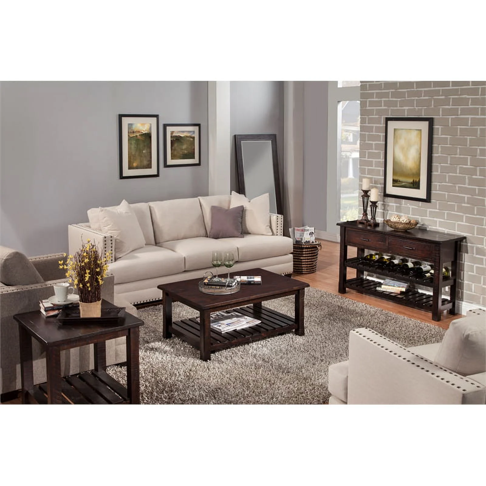 Home Square 2-Piece Set with Coffee Table & End Table in Espresso