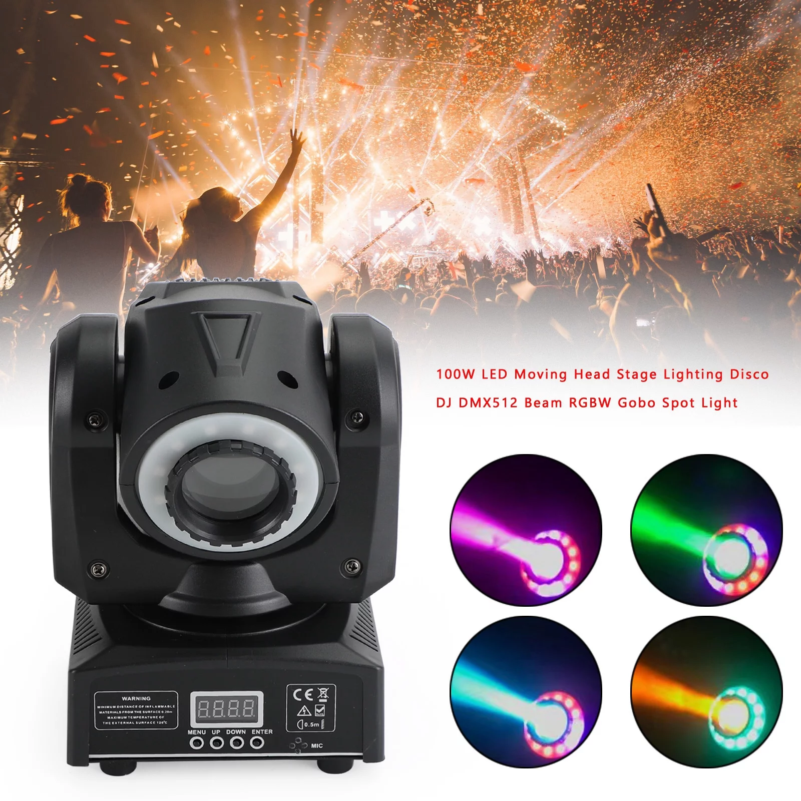 100W LED Moving Head Stage Lighting Disco DJ DMX512 Beam RGBW Gobo Spot Light