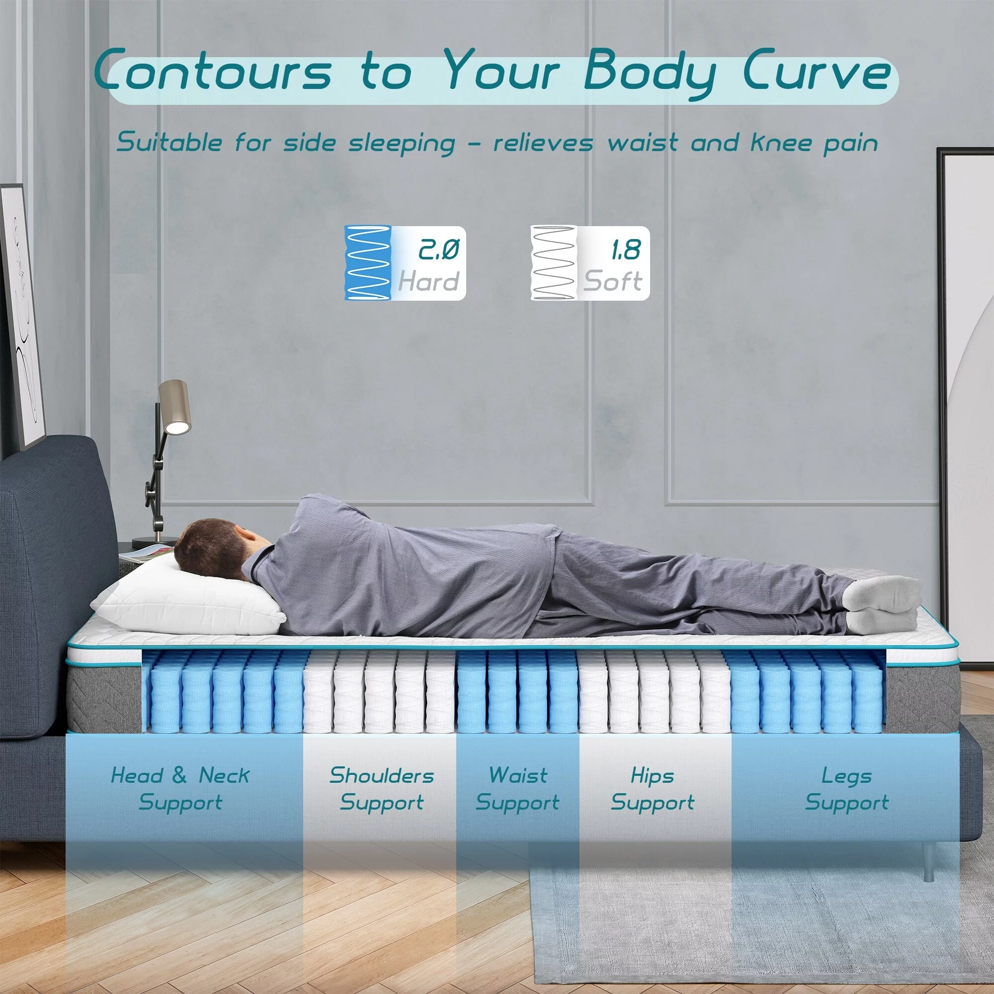 Serweet  12 Inch Bamboo Charcoal Memory Foam Hybrid Mattress Full