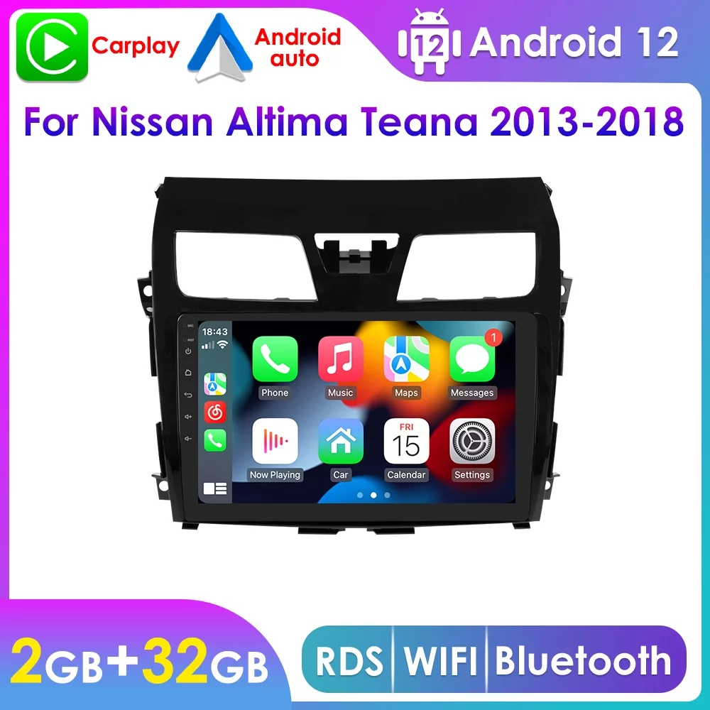 Android 12.0 GPS Navigation 2+32GB Car Stereo Radio Carplay For Nissan Altima Teana 2013 2014 2015 2016 2017 2018