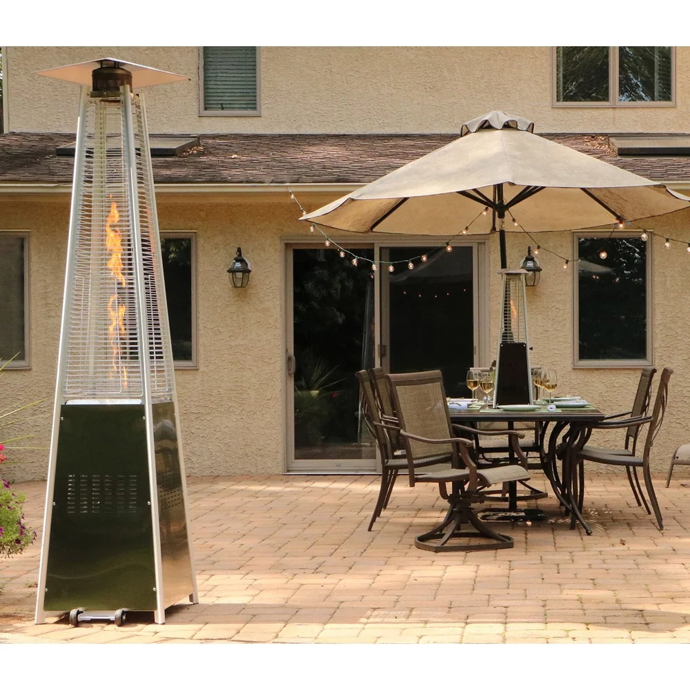 Hanover 7 ft. 42,000 BTU Pyramid Propane Patio Heater in Stainless Steel