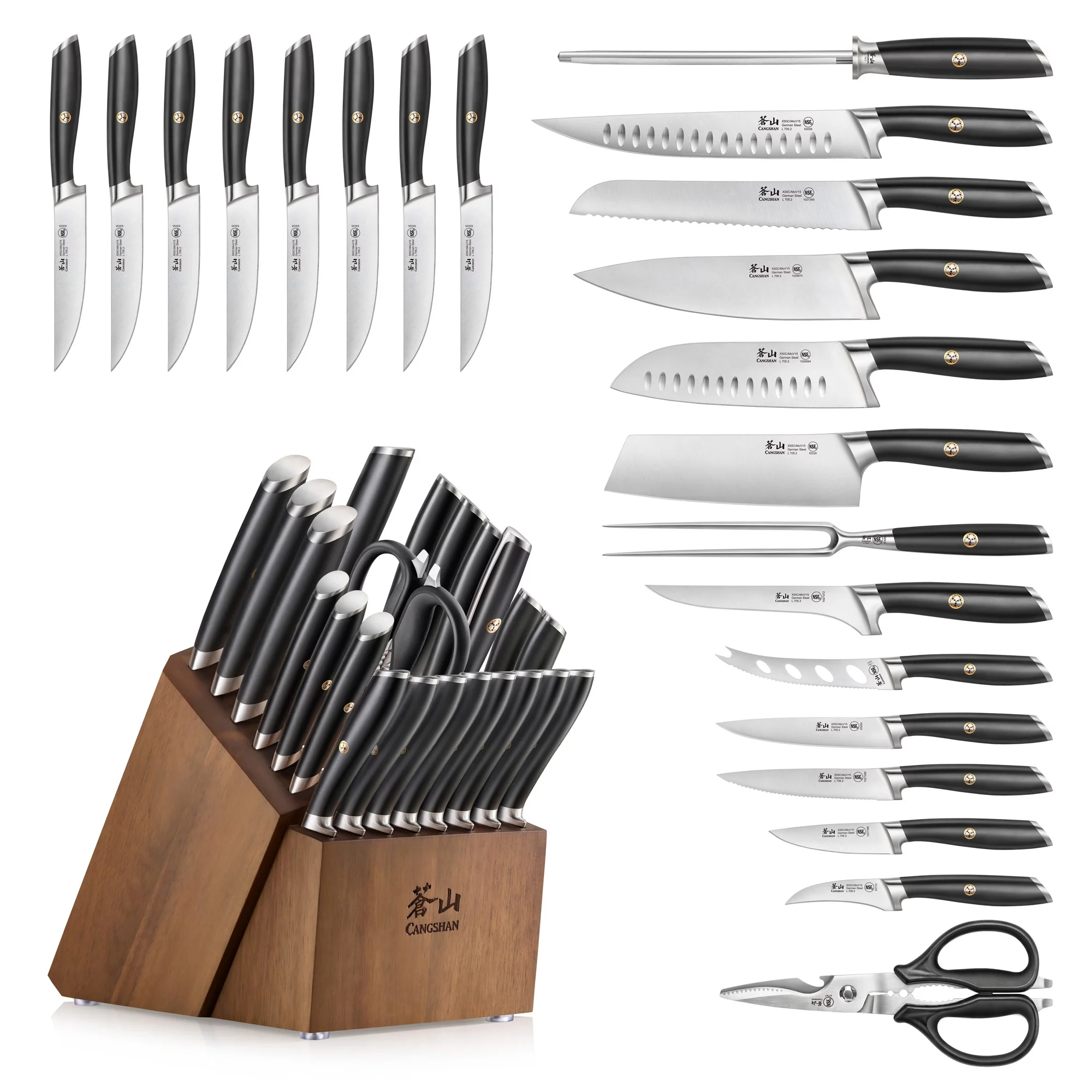 Cangshan L Series 1027457 German Steel Forged 23-Piece Classic Knife Block Set