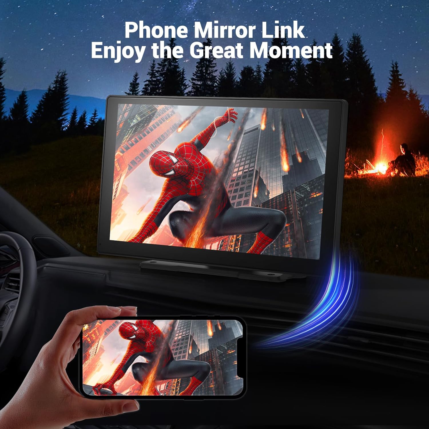 HAUXIY Wireless Carplay Touchscreen with 2.5K Dash Cam, 9