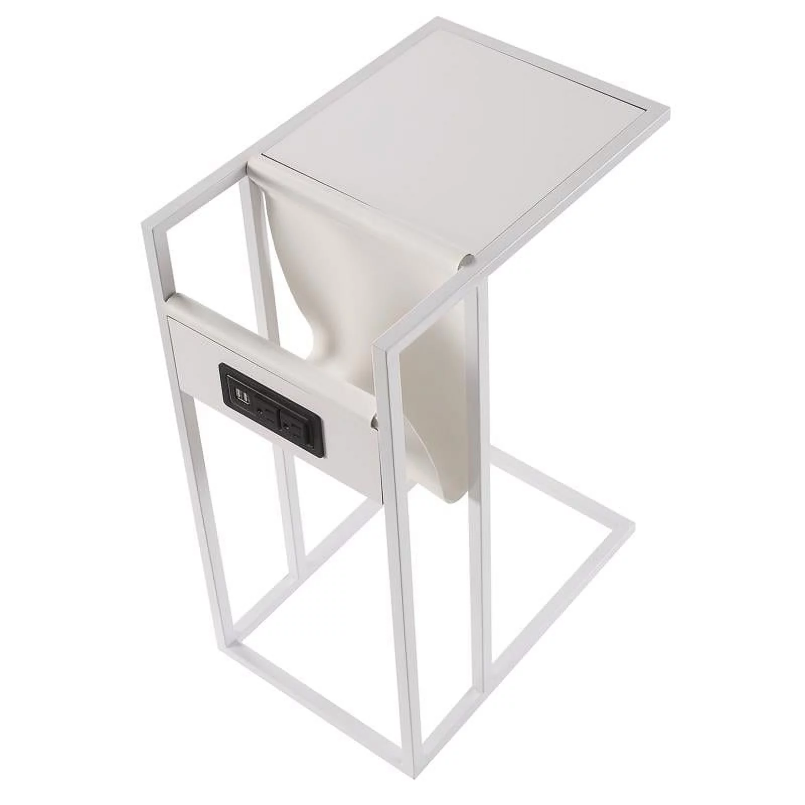 Loft Lyfe LET158-09WE-UE Posh Living Axl C Table, End Table, Side Table & Laptop Stand, White - 10.25 x 15.75 x 25.5 in.