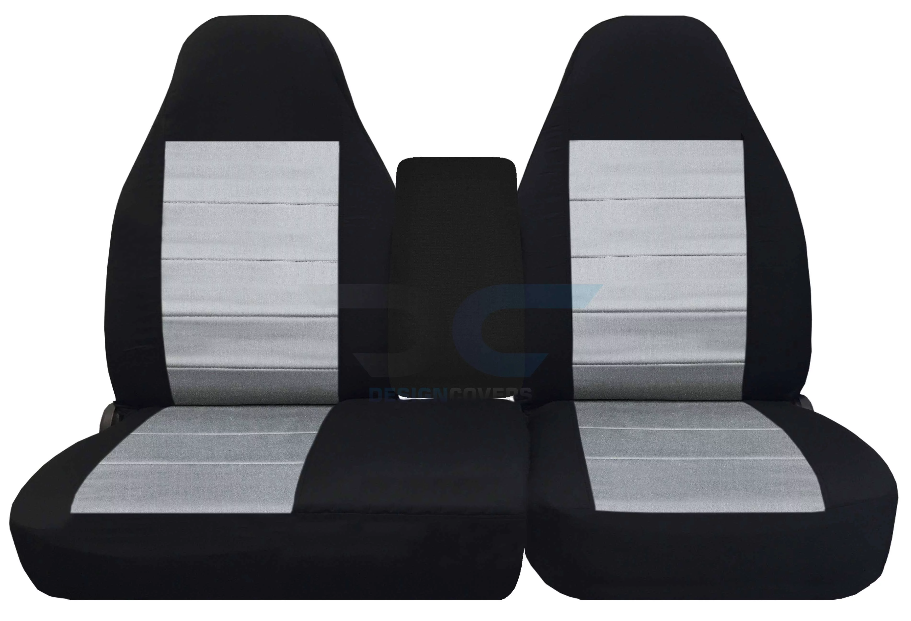 T94-Designcovers Fits 2001-2003 Ford F-150 Velour Truck Seat Covers (Front 40/60 Split Bench)with Molded Headrests,Opening Console:Black and Silver