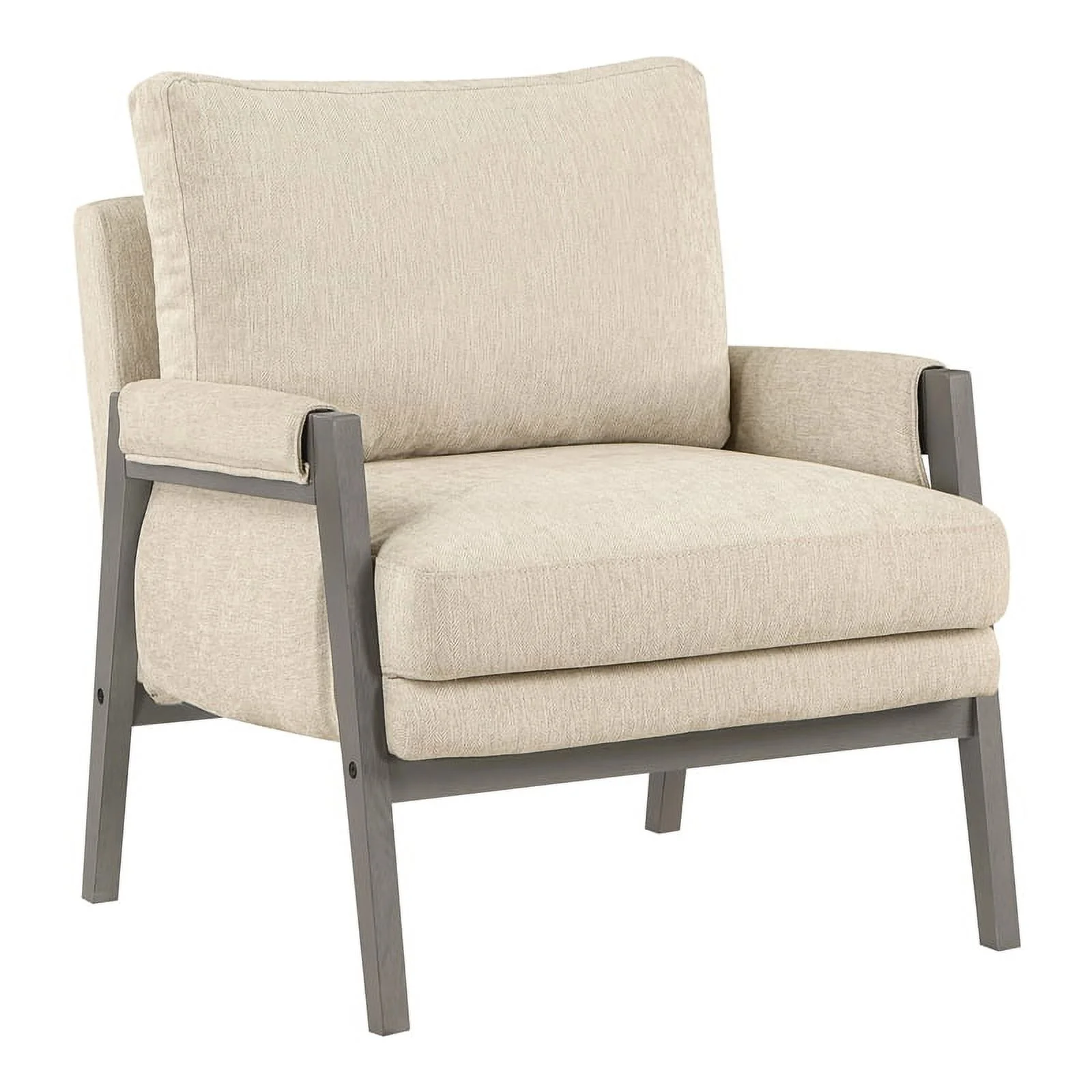 Amari Wood Frame Armchair in Cream Fabric