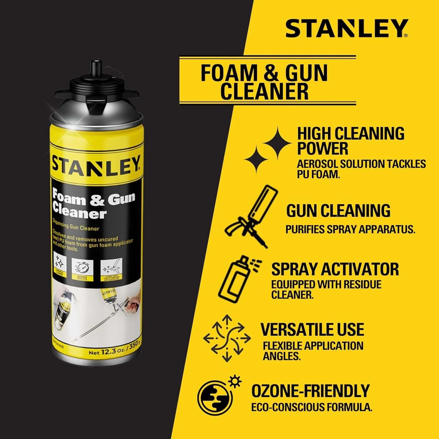 STANLEY Foam Gun Cleaner, Sealant Remover 12.3 oz. - 1 Pack (Gun not included)
