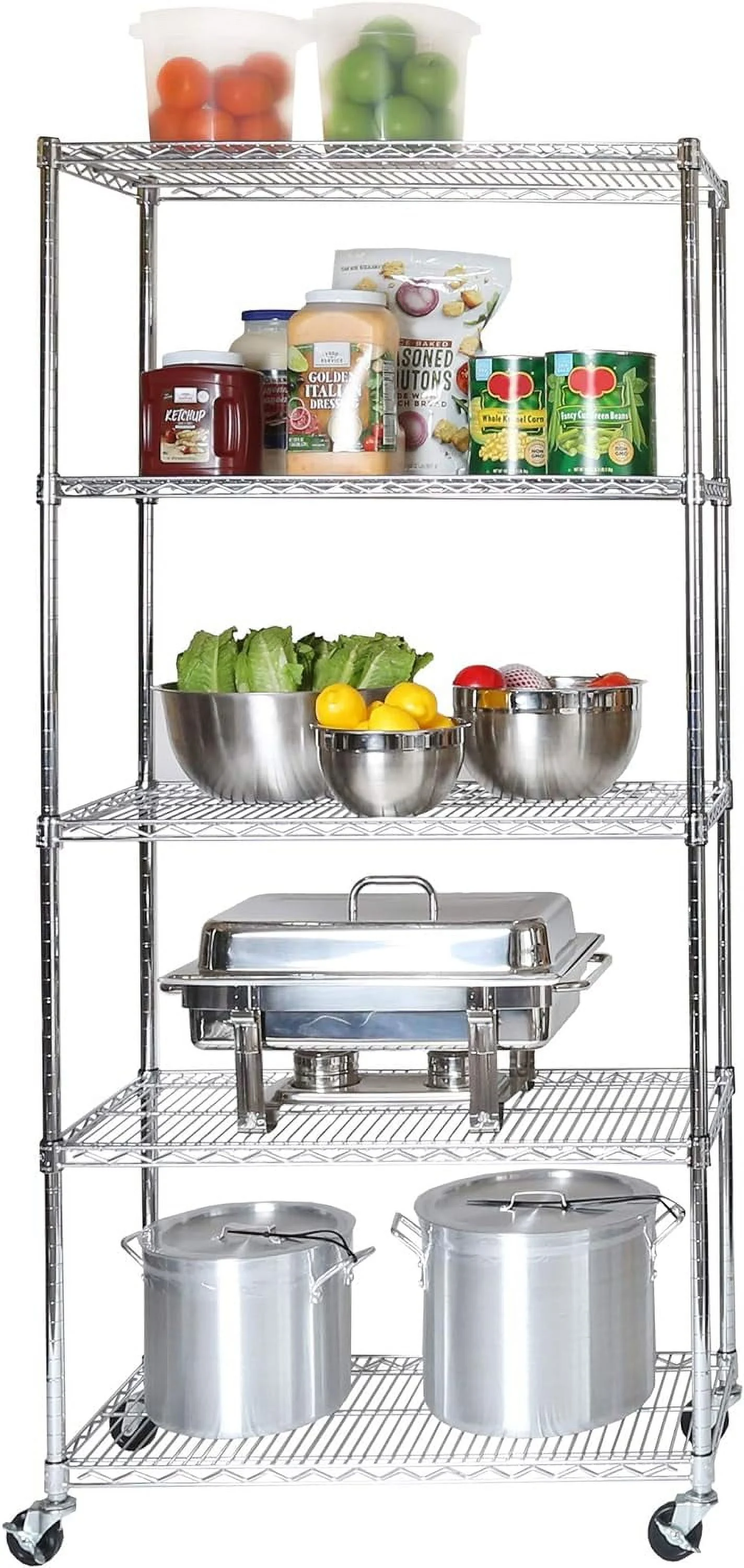XIANMM UltraDurable Heavy Duty NSF Solid Steel Wire Rack Storage Unit, Organizer for Garage, Warehouse, Office, Restaurant, Classroom, Kitchen, Steel, 5-Tier Shelving, 36