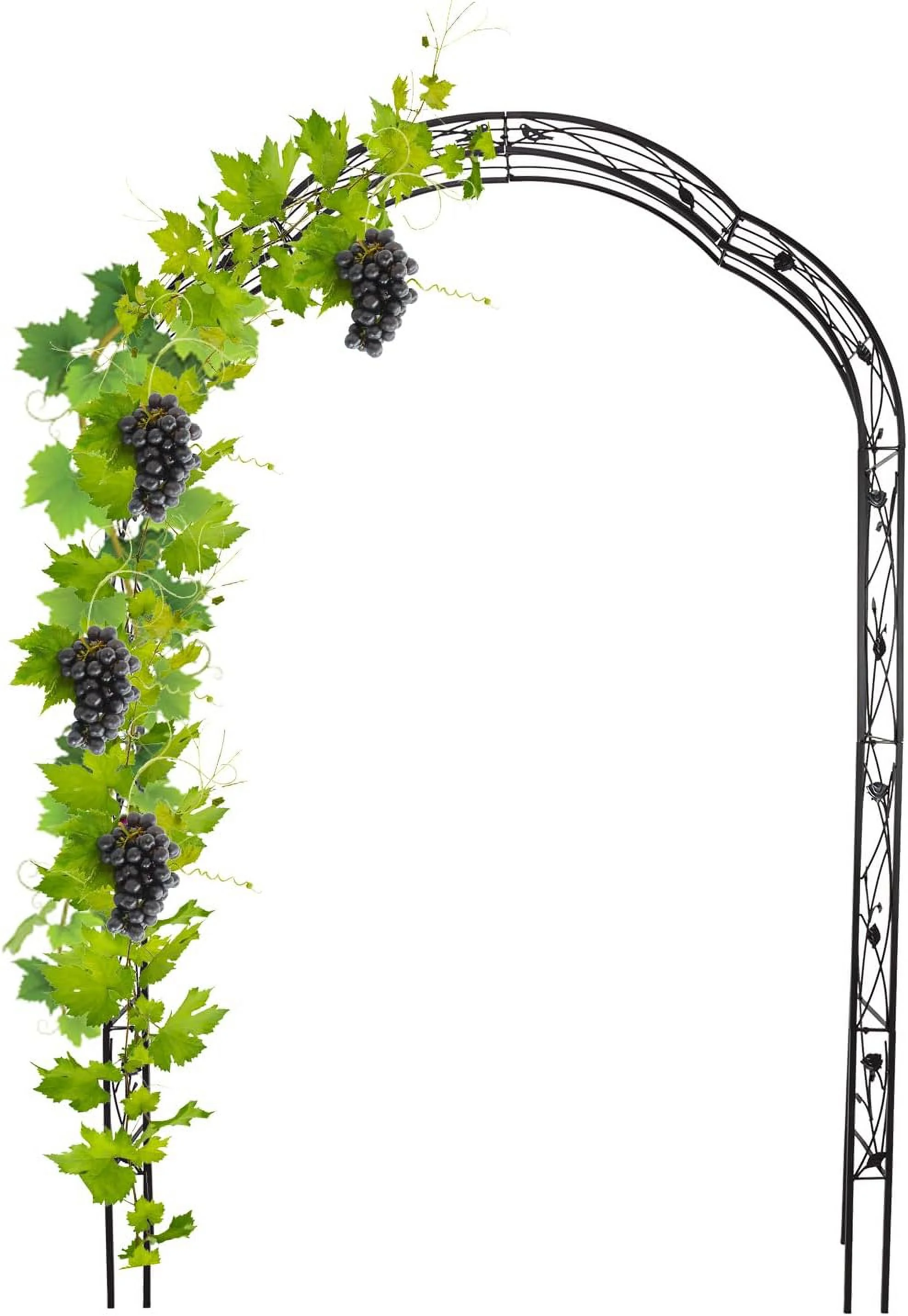Kinbor 8' Outdoor Metal Garden Arbor Trellis Various Archway Flowers Climbing Plant Lawn Backyard, Black