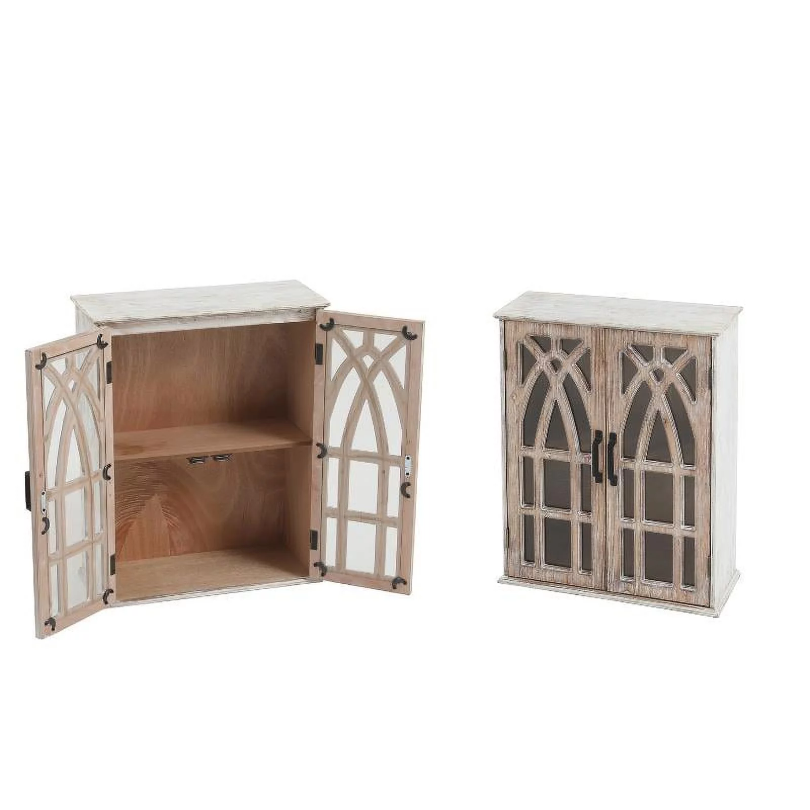 LuxenHome Set of 2 Double Door Wood Mounted Wall Cabinet