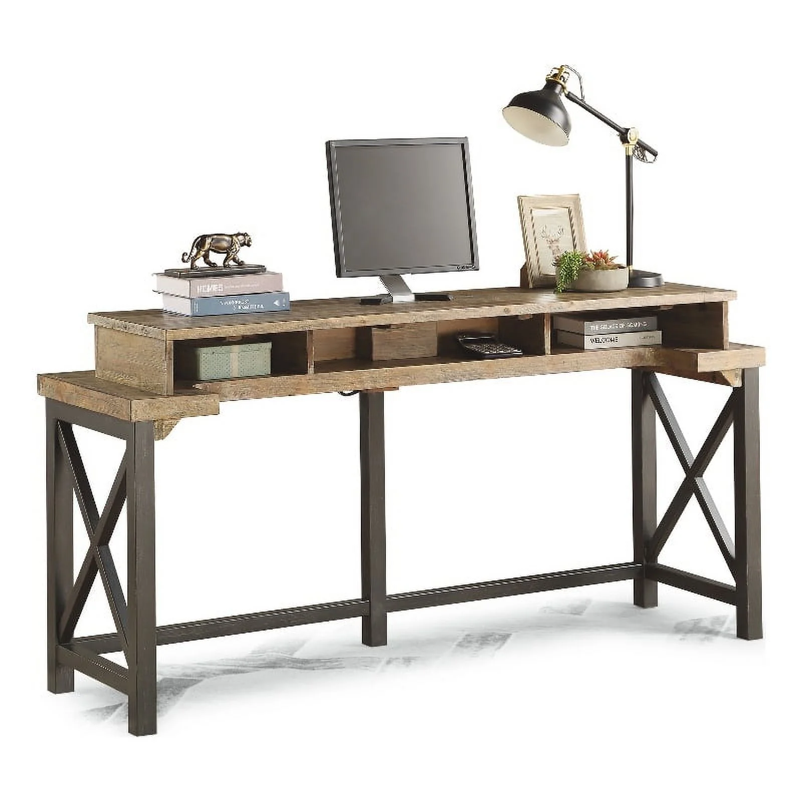 Home Square 2-Piece Set with Side Pier and Console in Light Brown
