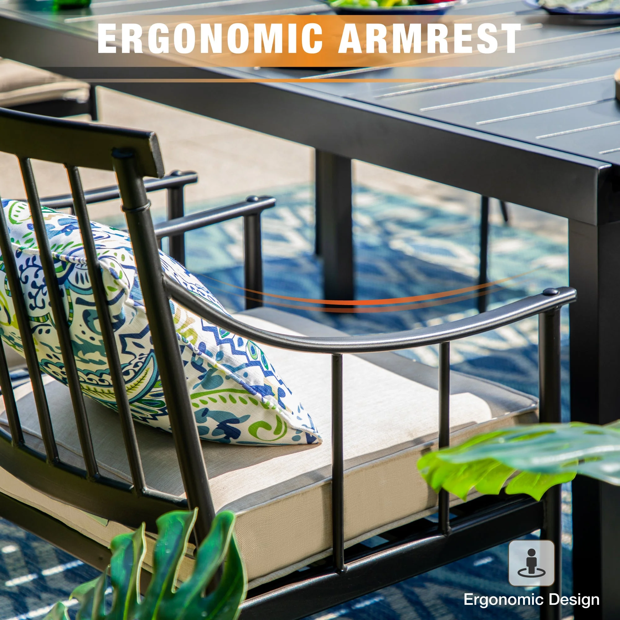 Sophia & William 9 Pieces Metal Patio Dining Set Swivel Chairs and Extendable Table Set