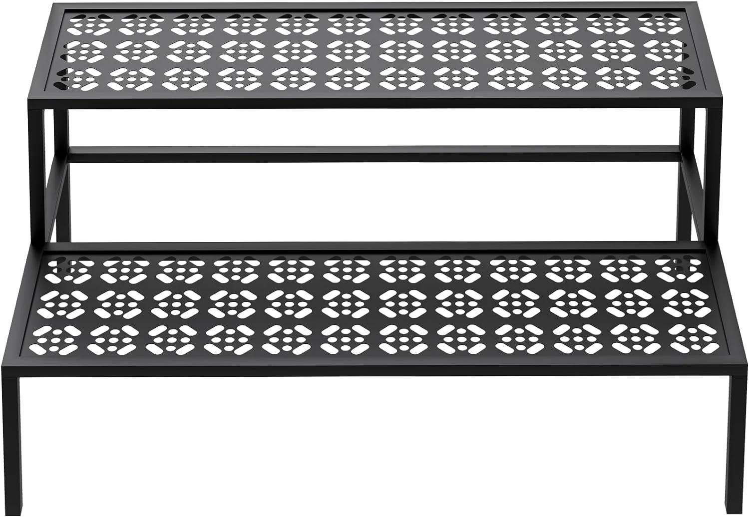 Metal Plant Stand 2 Tier Potted Multiple Flower Pot Holder Plant Shelf Indoor Plants Multiple,Outdoor Heavy Duty Planter Display Shelving Unit for Patio Garden Corner Balcony(Black)