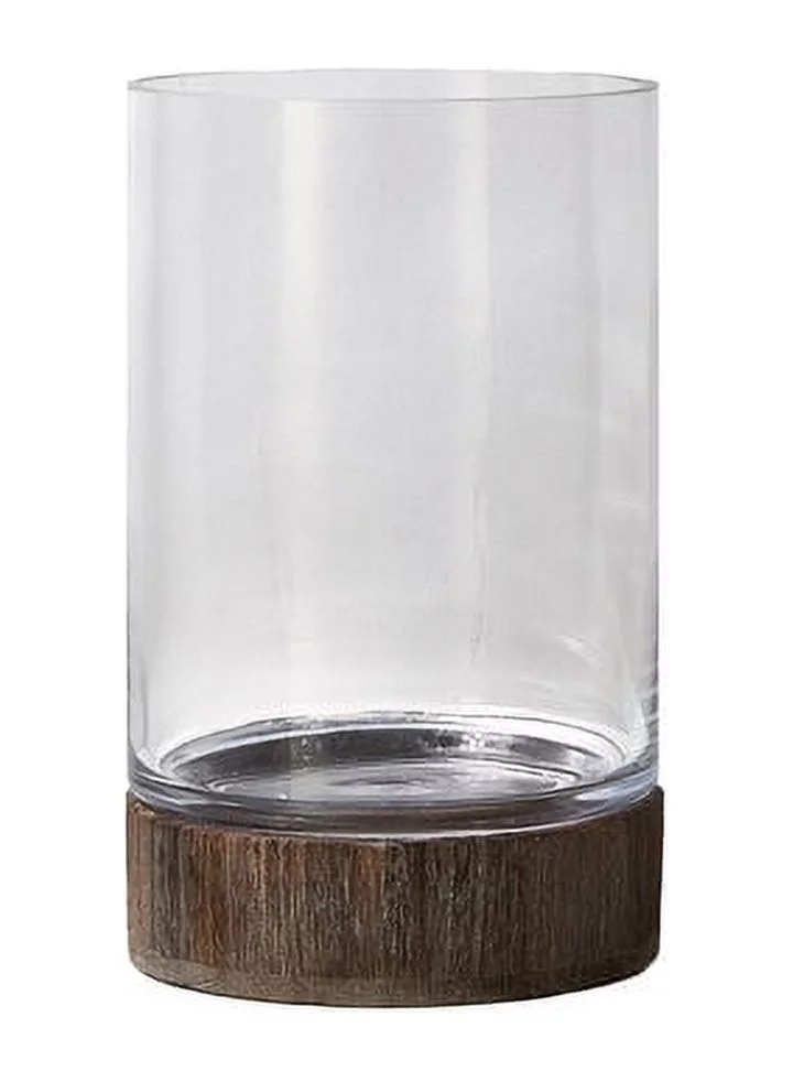Serene Spaces Living Tall Glass Vase with Wood Base