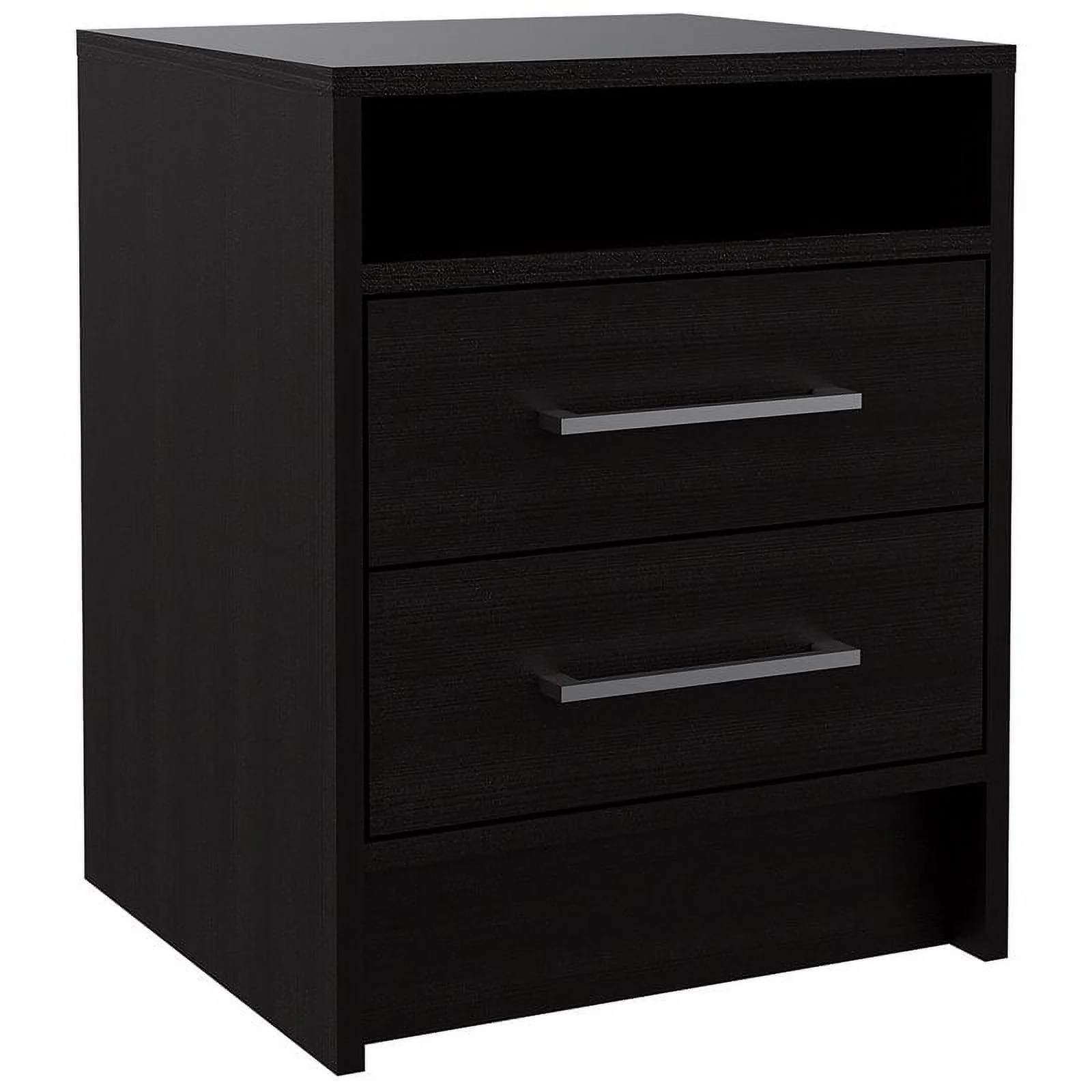 Home Square 2-Piece Set with Wood Nightstand and 4 Drawer Dresser in Black