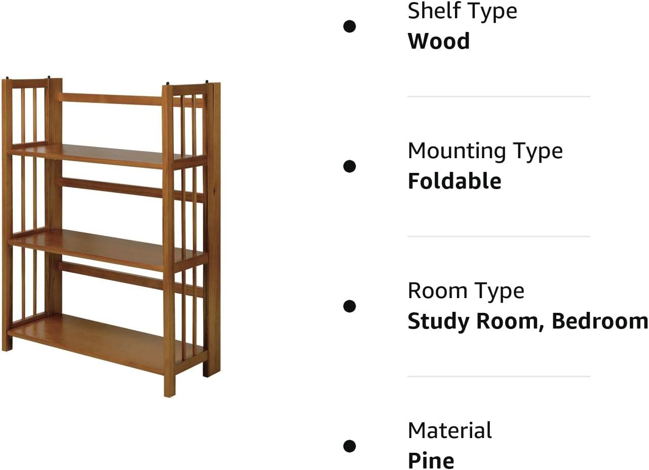 3 Shelf Folding Stackable Bookcase, 27.5