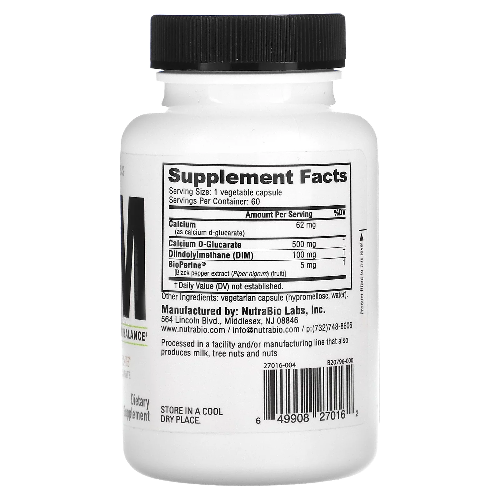 NutraBio DIM, 60 Capsules