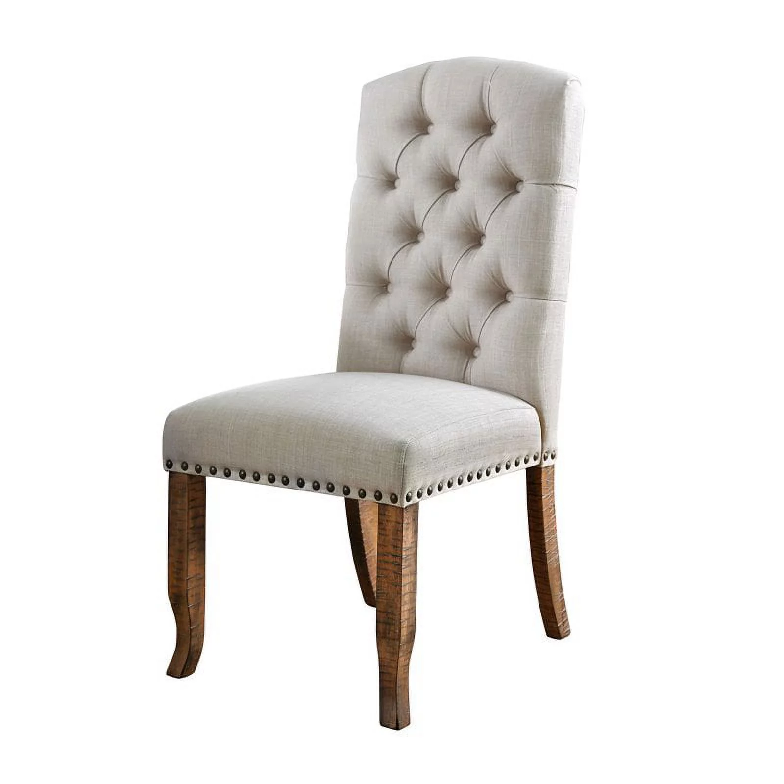 Furniture of America Liston Fabric Tufted Dining Chair in Ivory (Set of 2)