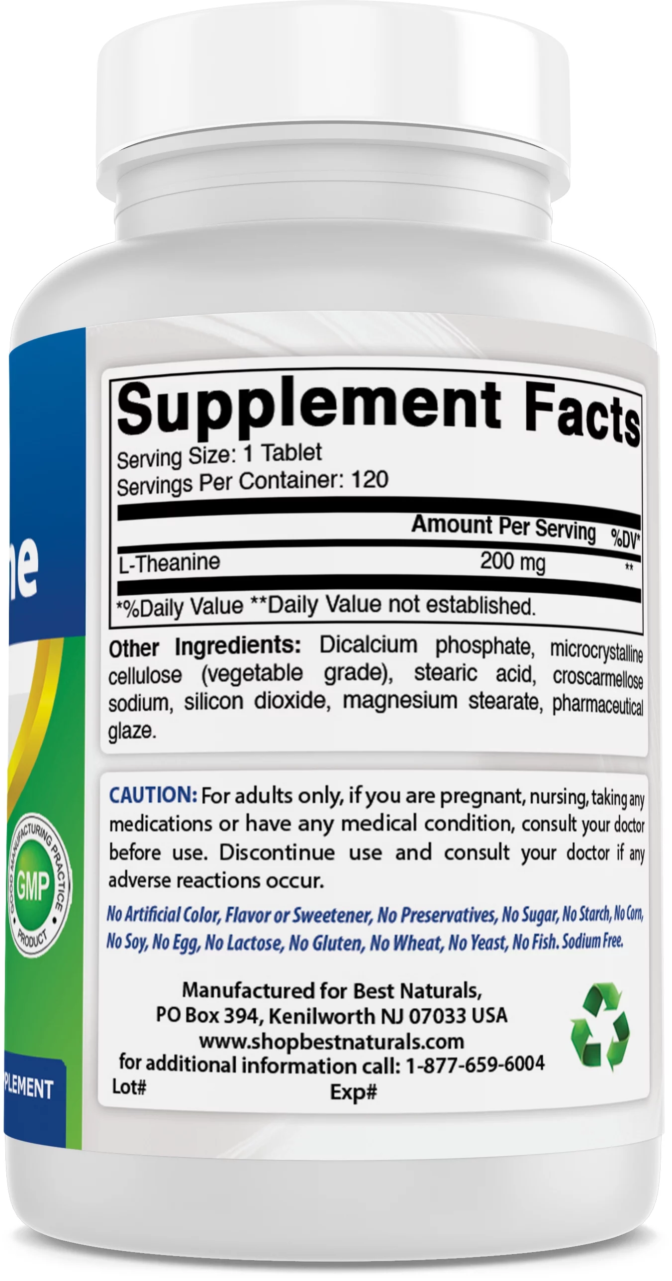 Best Naturals L-Theanine 200mg per Tablet (400mg per 2 Tablets) | Promotes Relaxation Without Drowsiness - 120 Vegetarian Tablets