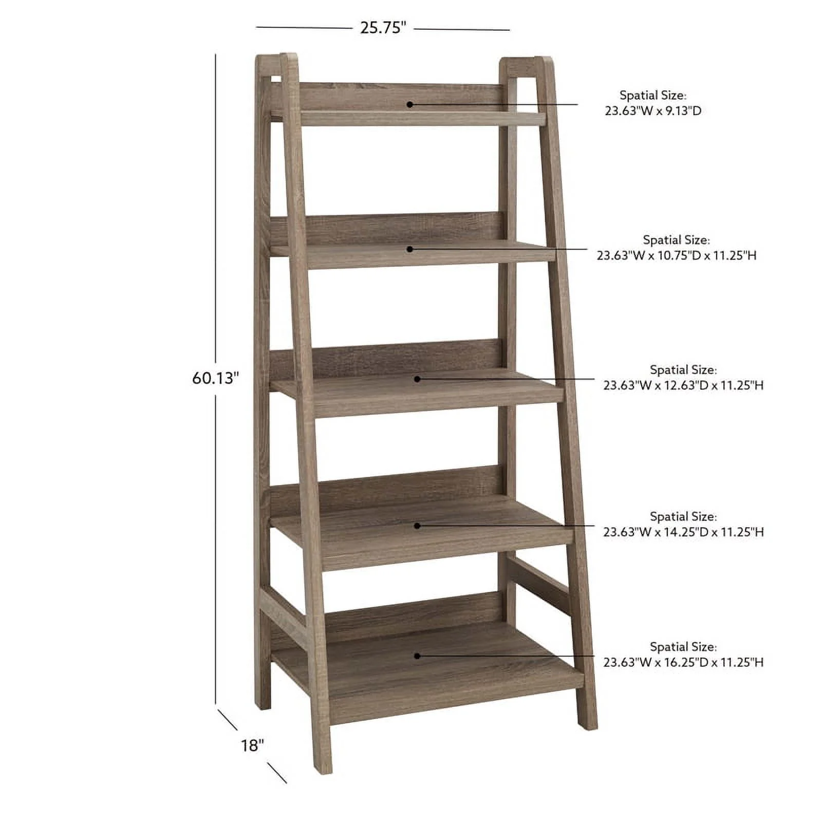 Home Square 2-Piece Set with Filing Cabinet and Five Shelf Ladder Bookcase