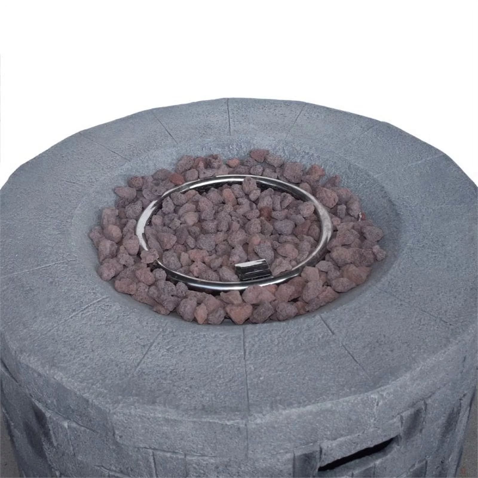 Noble House Dino Lightweight Concrete Circular Fire Pit in Gray