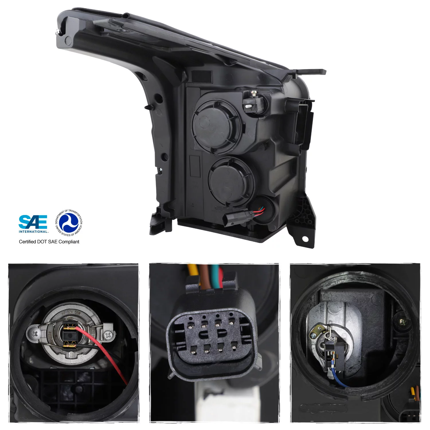 For 15-20 GMC Yukon Switchback LED DRL Tube Projector Headlight Black Housing Fits select: 2015-2020 GMC YUKON XL