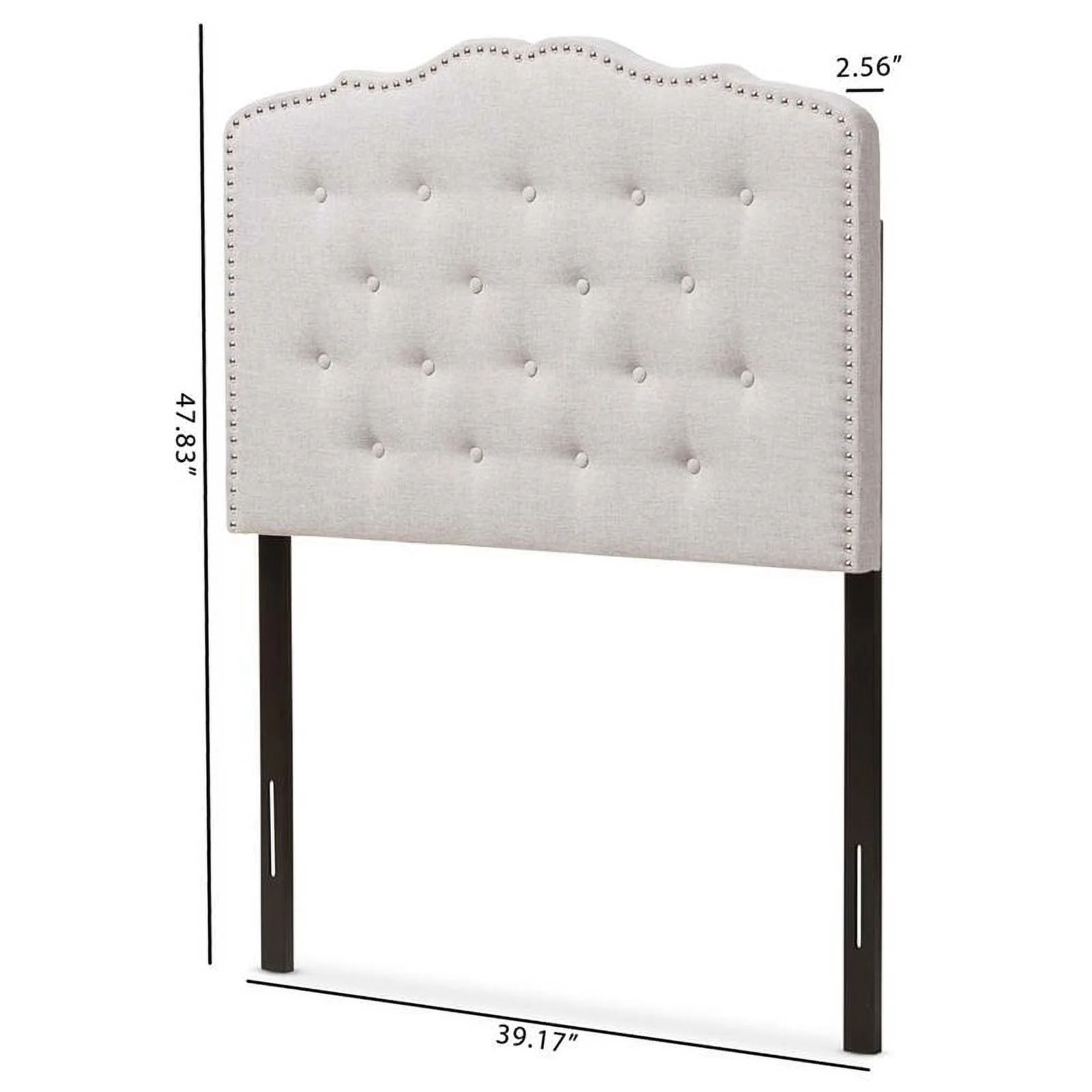Bowery Hill Modern Fabric Tufted Twin Headboard in Grayish Beige