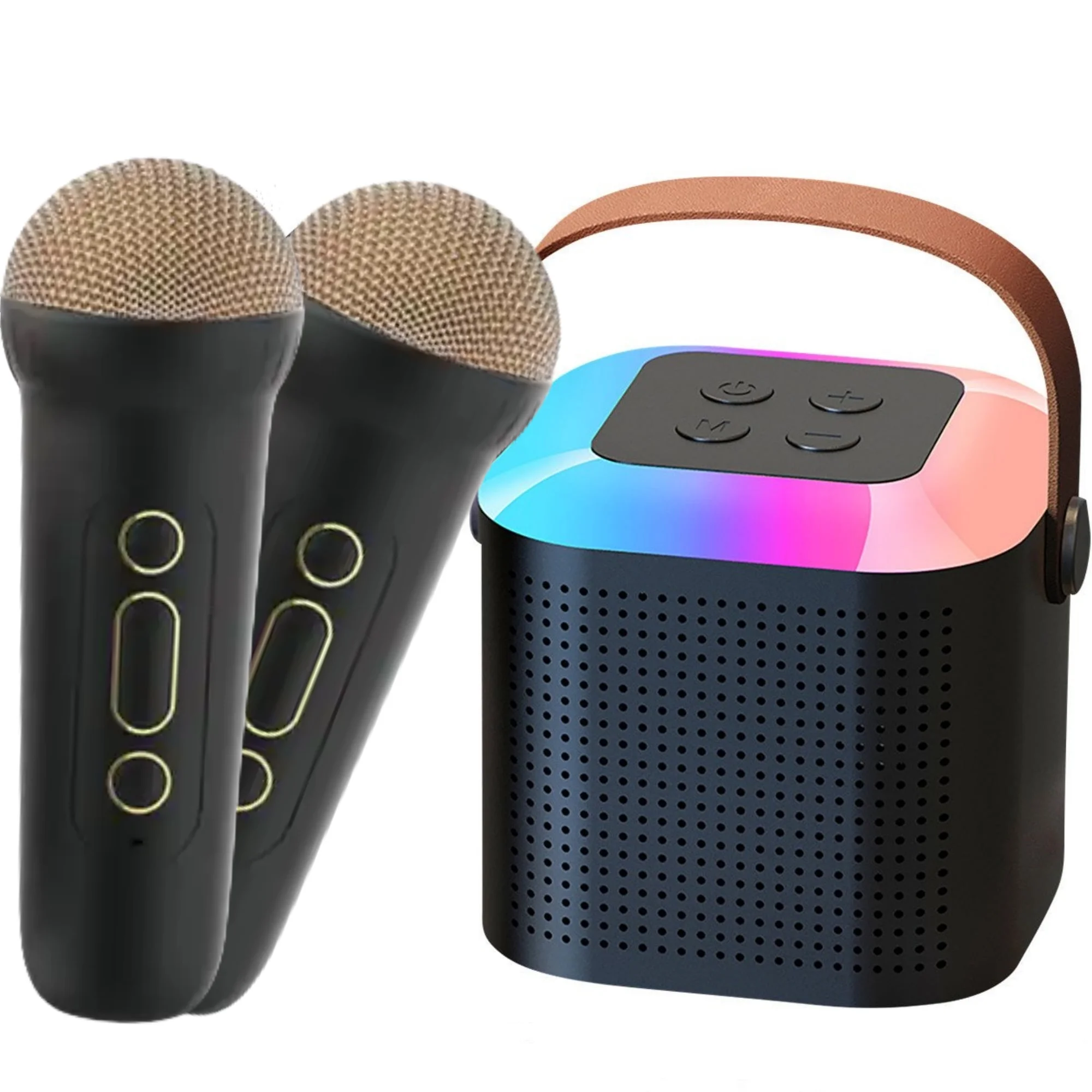 Mini Karaoke Machine for Kids, Portable Bluetooth Karaoke Singing Speaker with Wireless Microphone and Dynamic Lights, Karaoke Toys Gifts for Girls Boys Family Home Party, Black