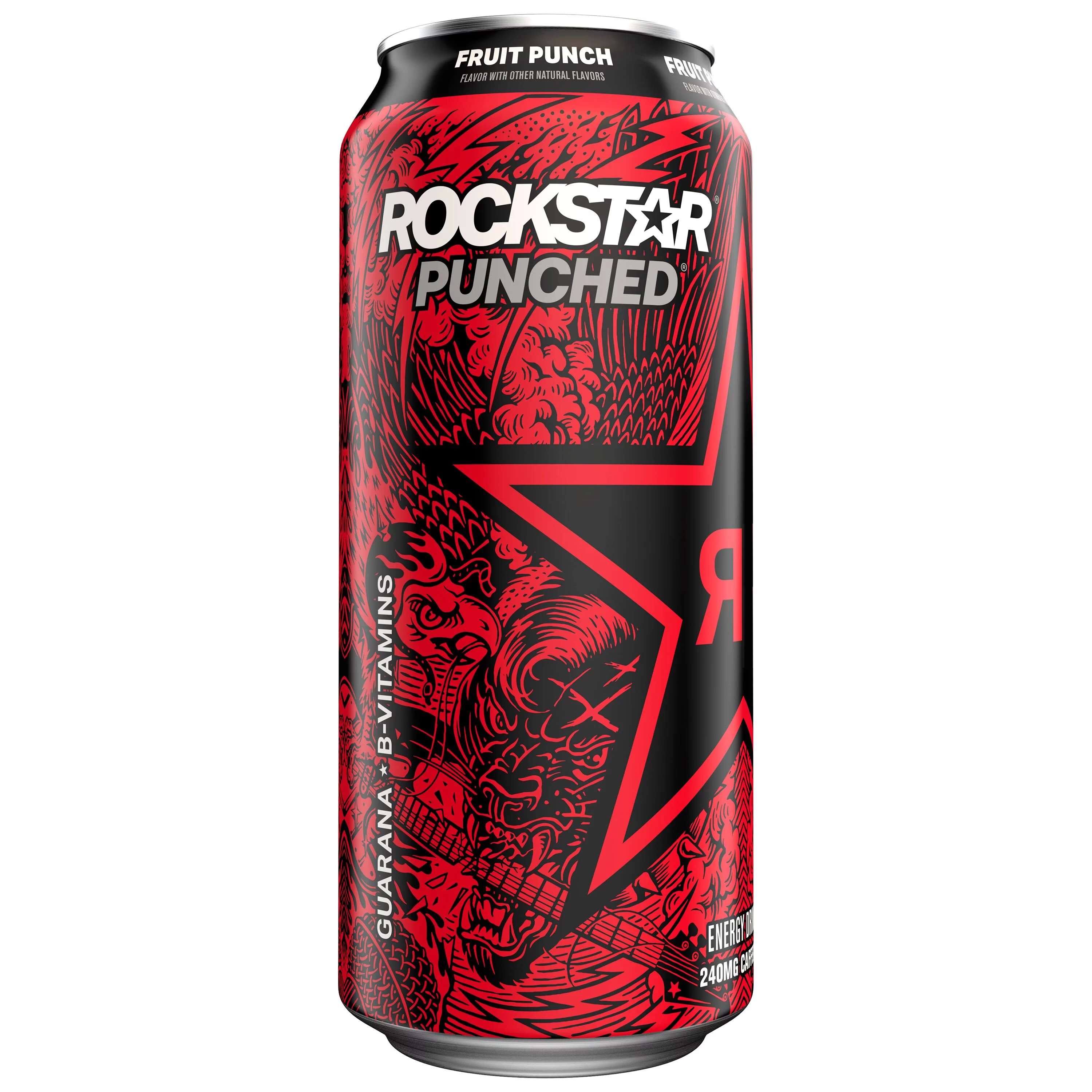 Rockstar Punched Energy Drink Fruit Punch, 16 fl oz Cans ,12 Count (Packaging May Vary)
