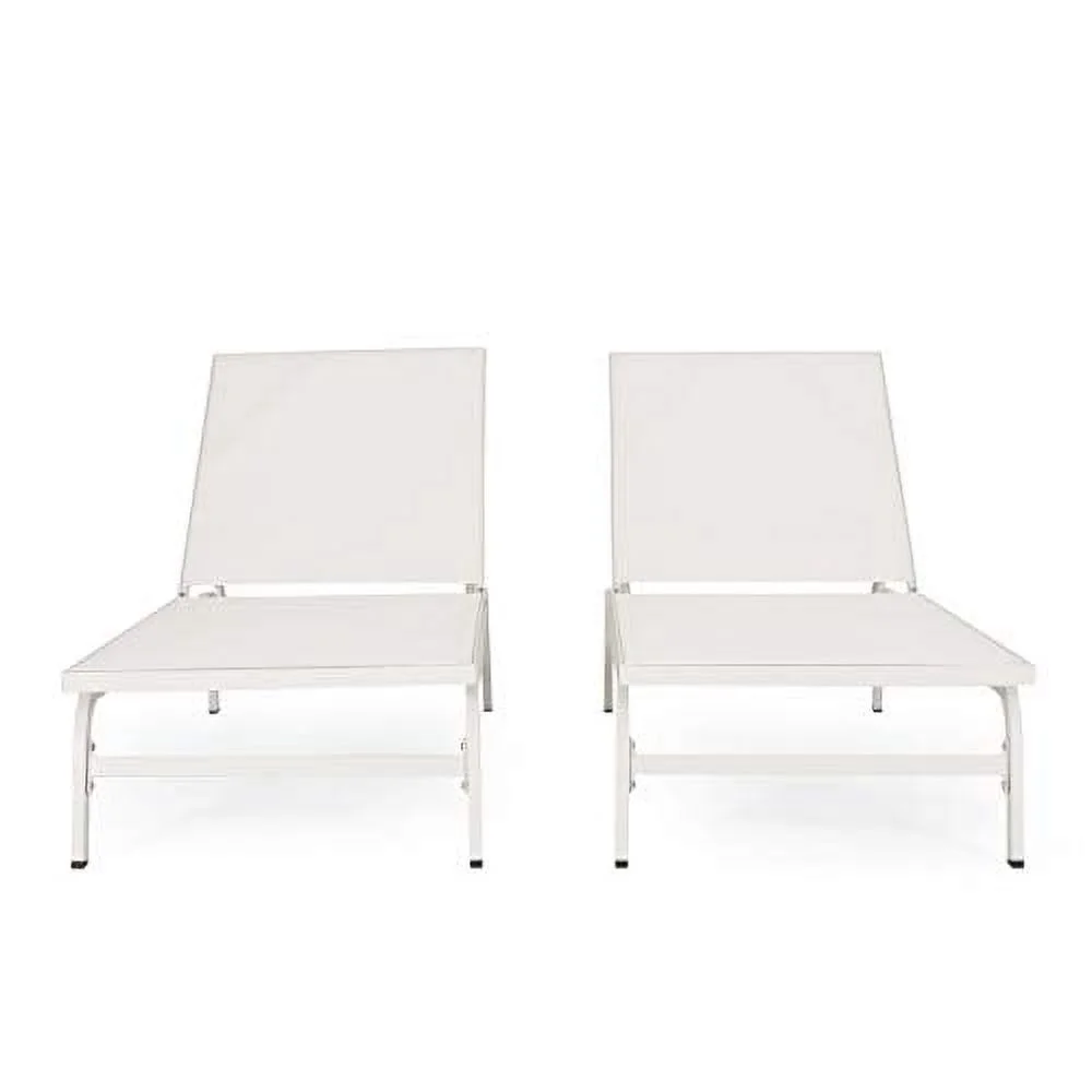 Christopher Knight Home 315183 Finn Outdoor Chaise Lounge Sets, White