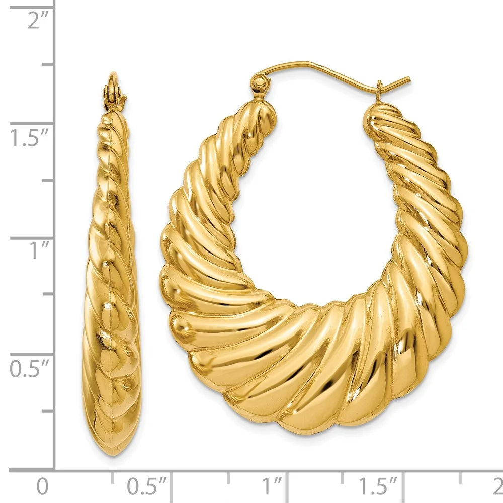 Primal Gold 14 Karat Yellow Gold Polished Scalloped Hoop Earrings