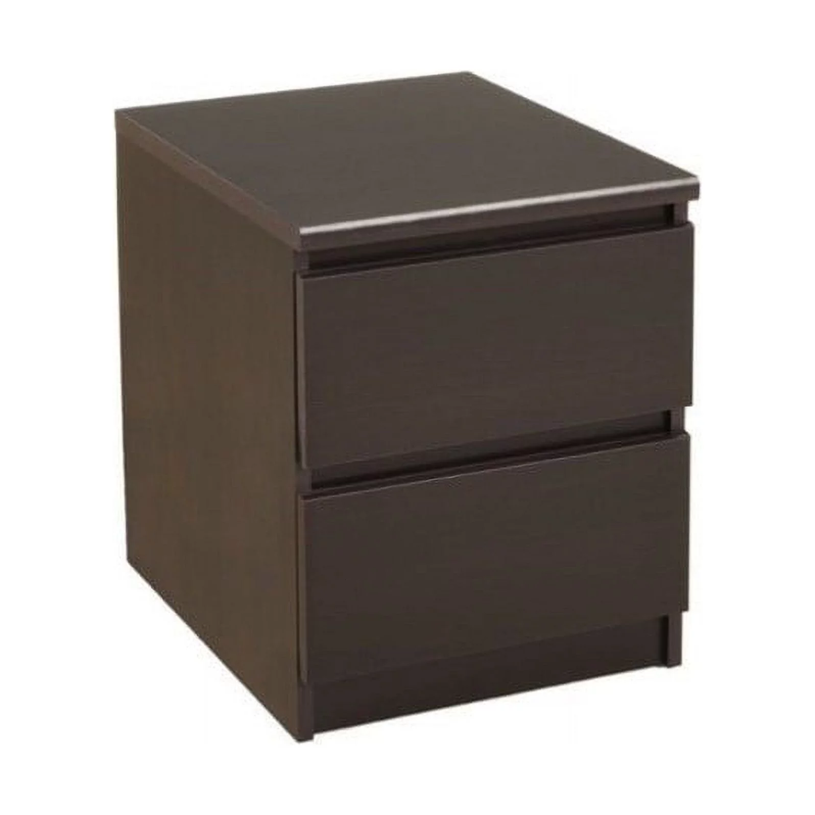 (Set of 2) 2 Drawer Nightstand in Brown and Black Woodgrain