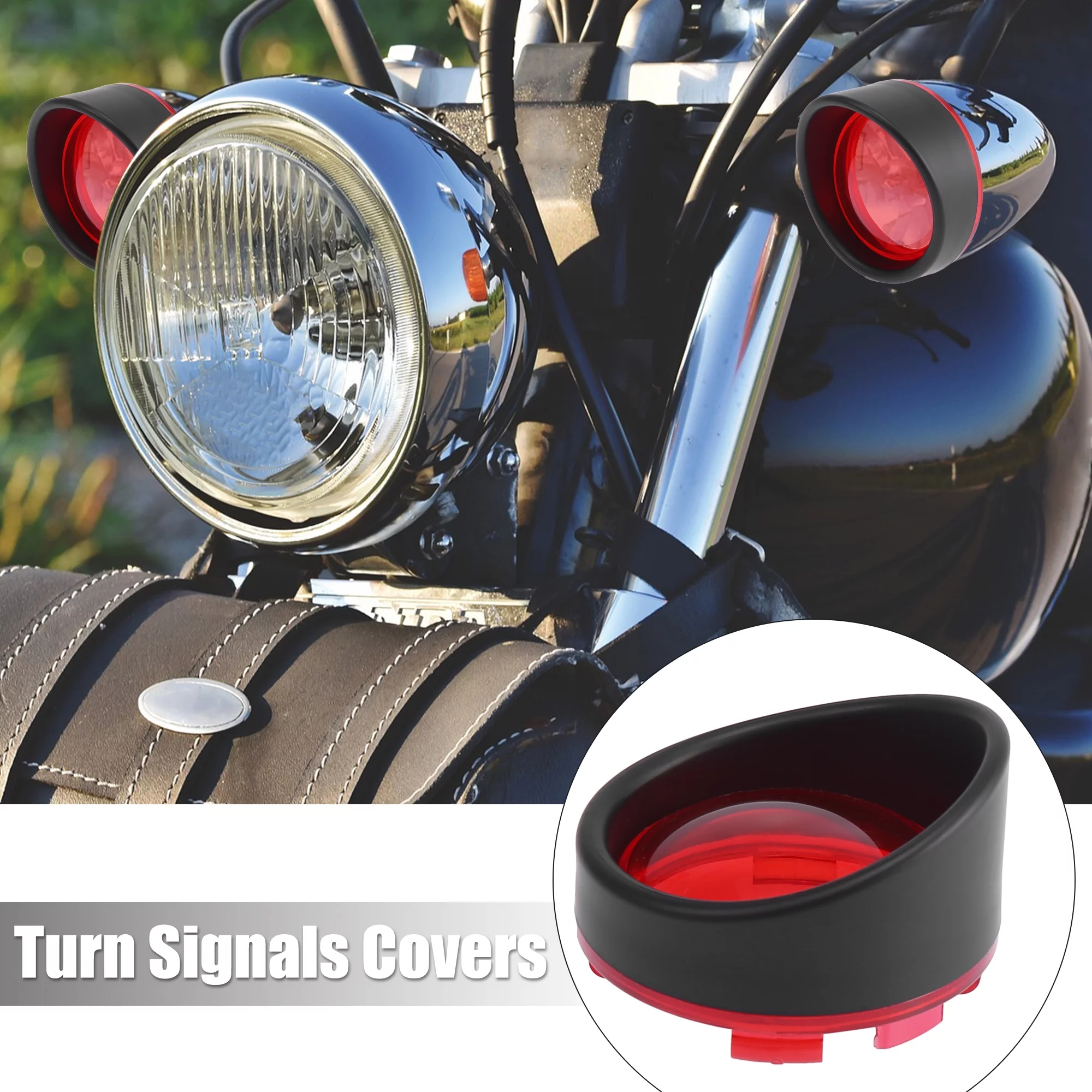 2pcs Black Red Motorcycle Turn Signals Covers Light Lens Cover for Harley-Davidson Touring Sportster Dyna