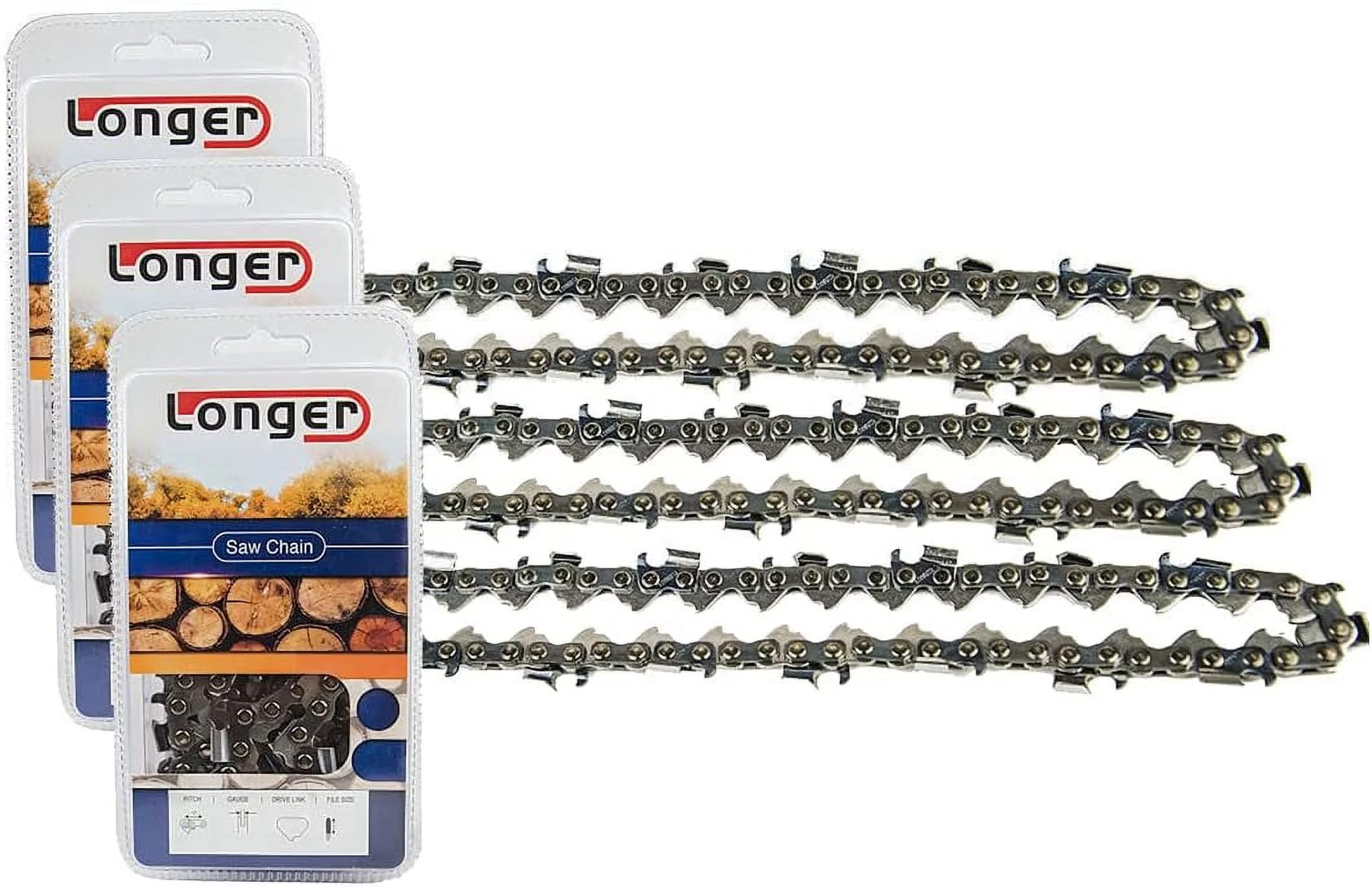 18 Inch Chainsaw Chain Blade 72 Drive 0.325'' Pitch 0.050'' Gauge Fits , Poulan Pro, Jonsered H72 (3 Pack)