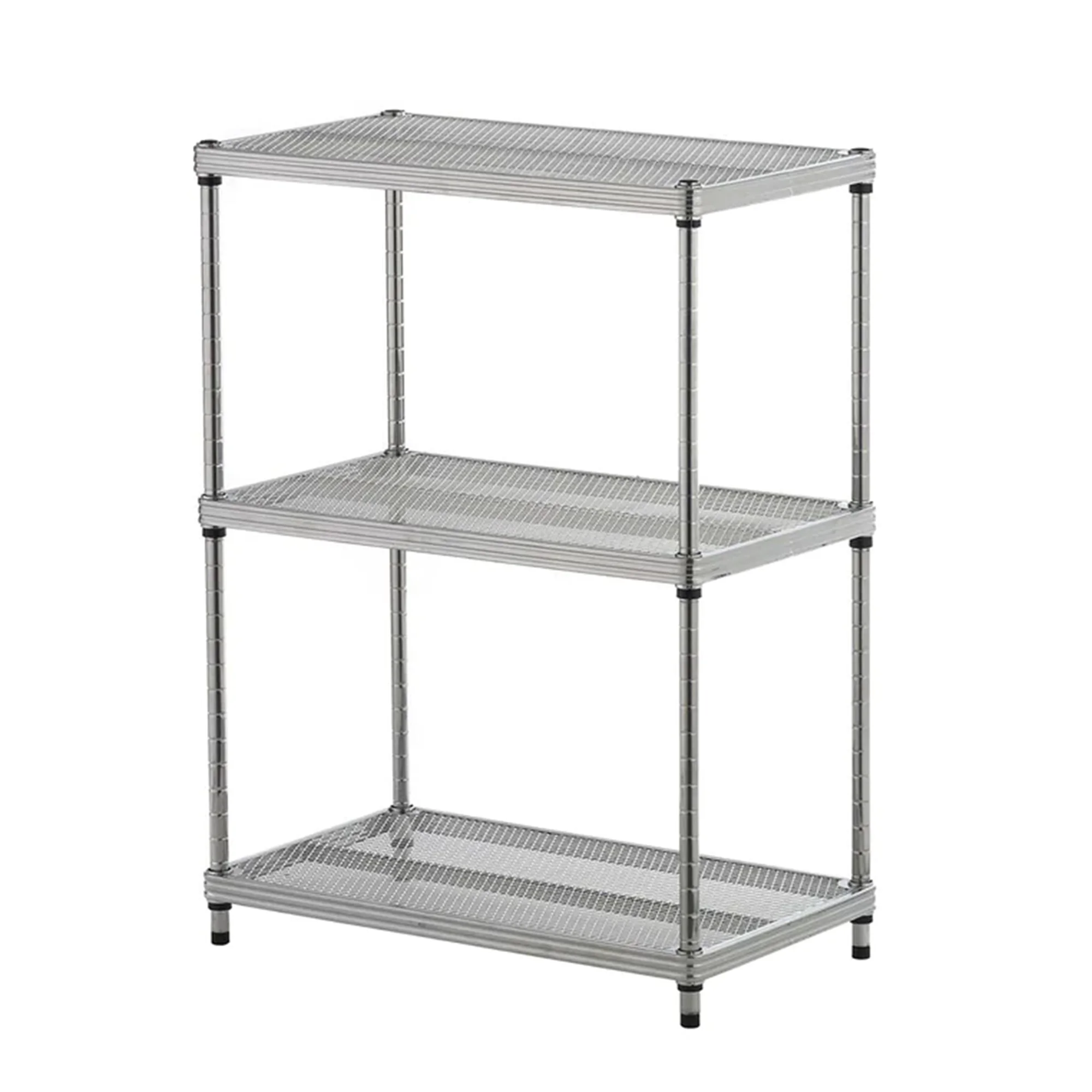 Design Ideas MeshWorks 3-Tier Metal Storage Shelving Unit Rack, Silver