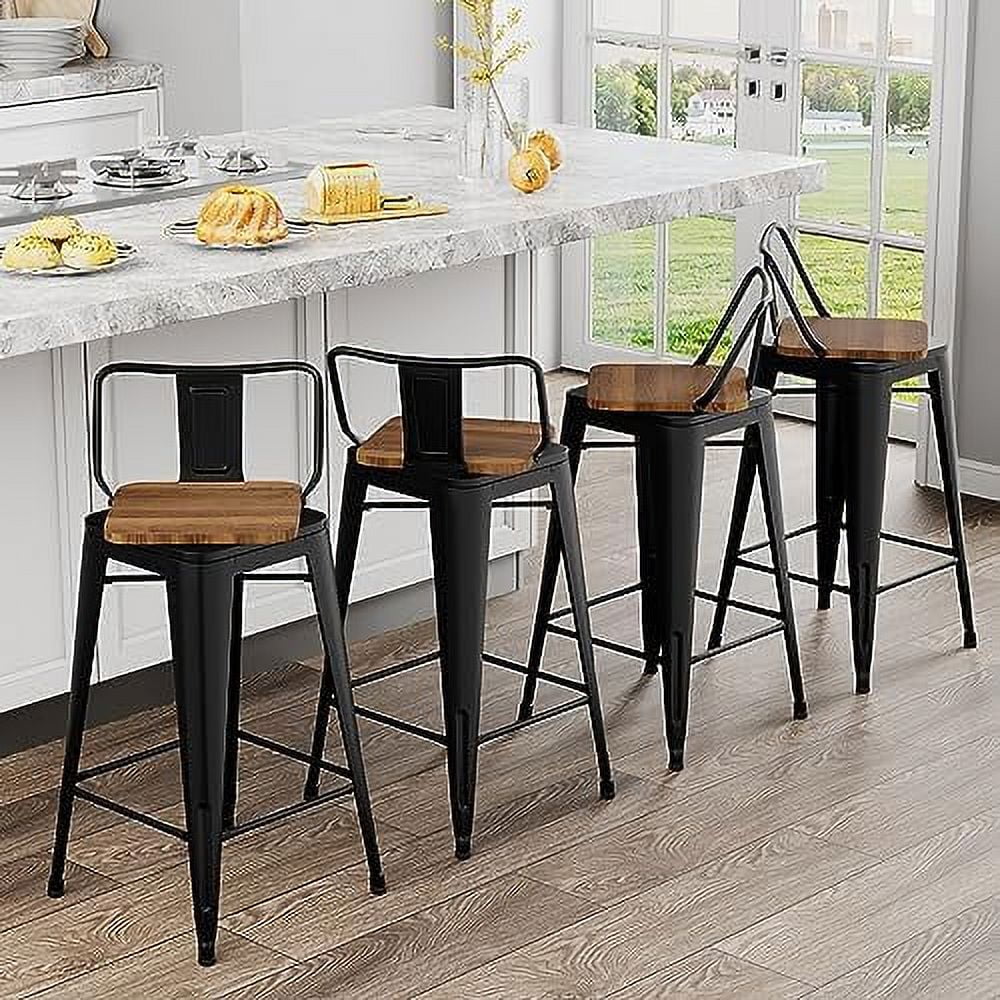 HOOMHIBIU 26 Inch Swivel  Stools Set of 4 Counter Height Stools Industrial Metal Barstools (26 inch  Distressed White)