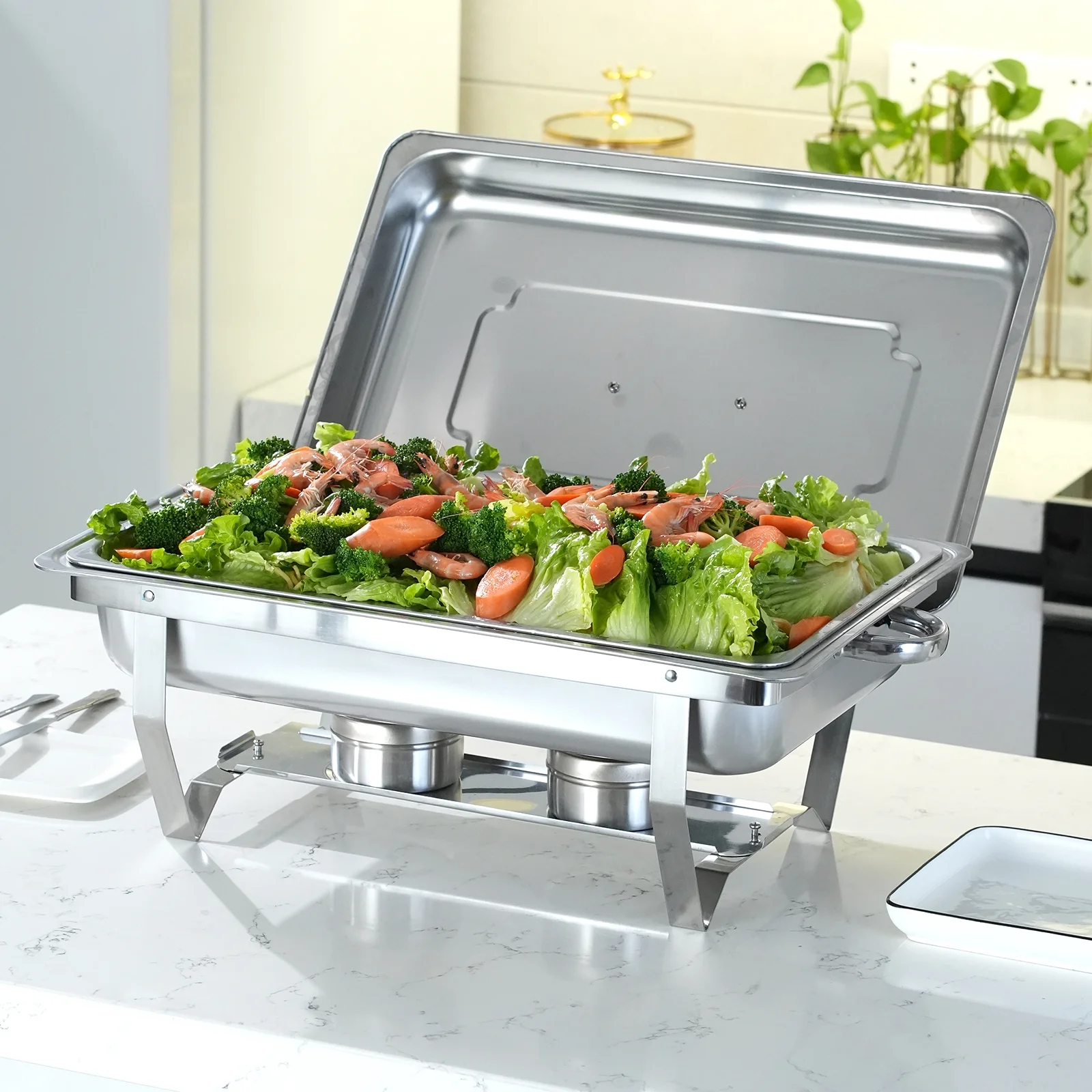 JSTUOKE Chafing Dish Set 7 Pack,5 Full Pan 8QT +2 Round 6QT for Catering Party Festival