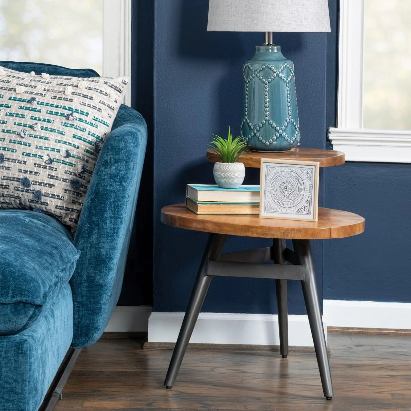 Powell Lakis Two Tier Side Table Silver