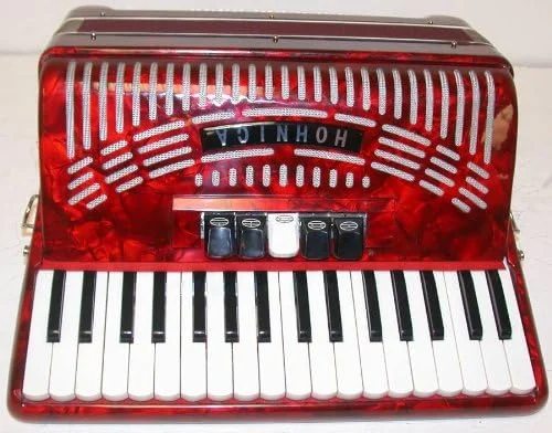 Hohner Hohnica 1305 Beginner 72 Bass Accordion Red