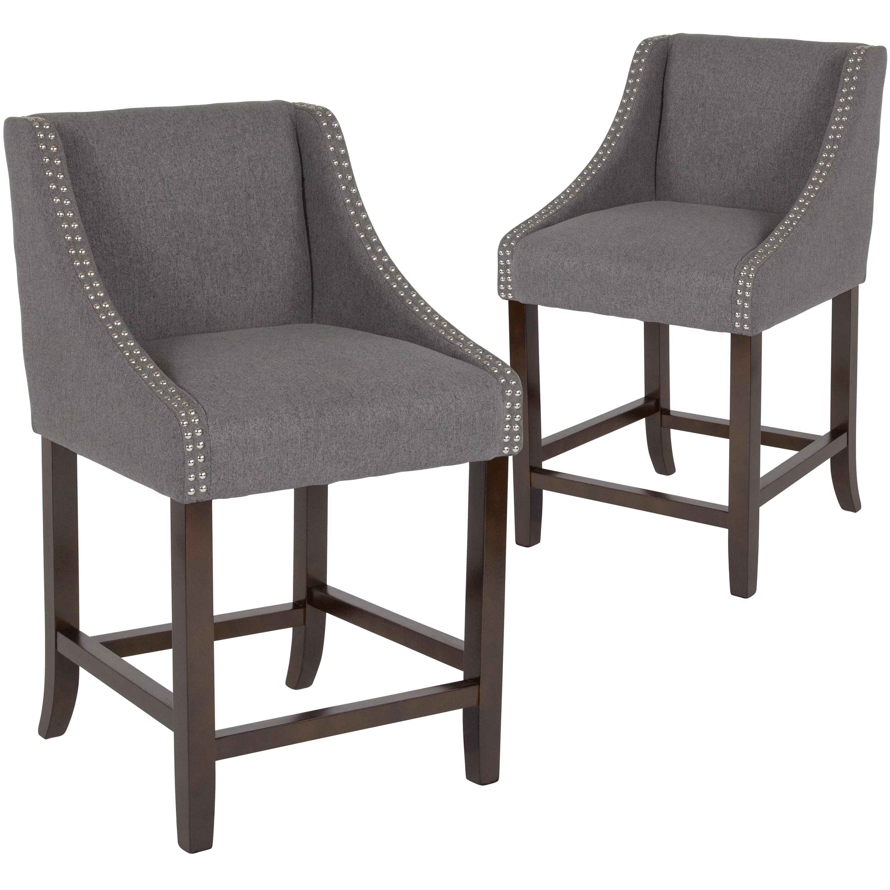 Flash Furniture Carmel Transitional Fabric Counter Stool, Dark Gray, Set of 2