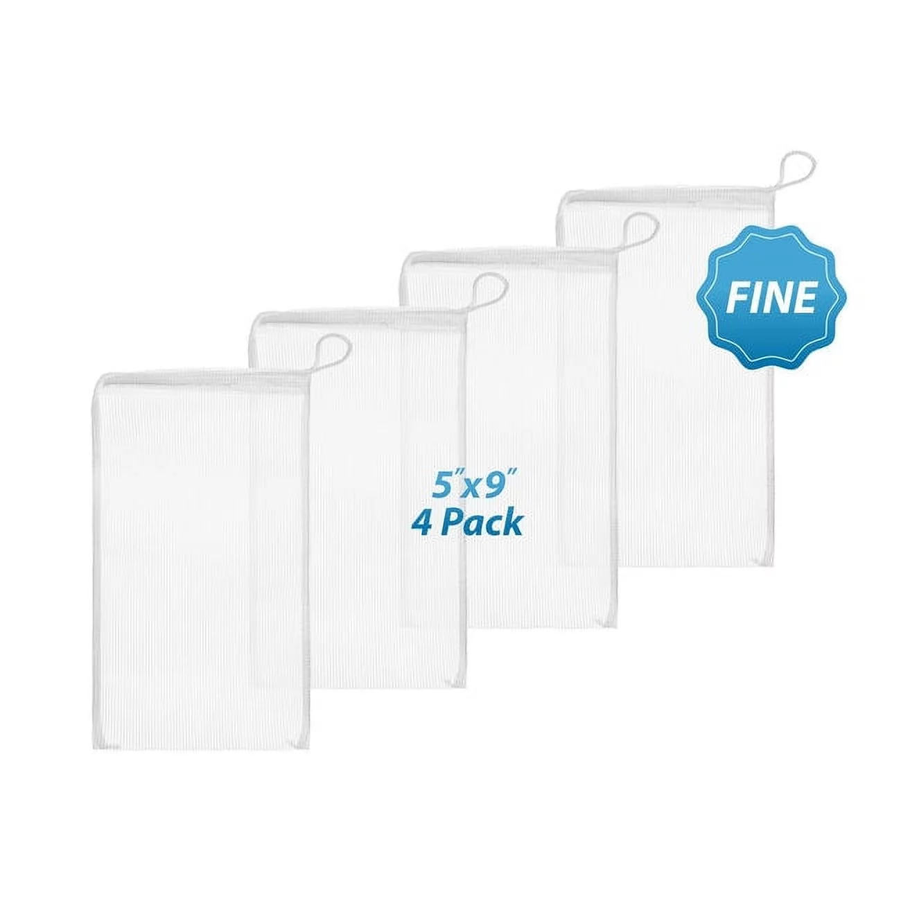 Premium Reusable Aquarium Filtration Fine Mesh Media Filter Bags with Drawstring, 4 Pack, 5