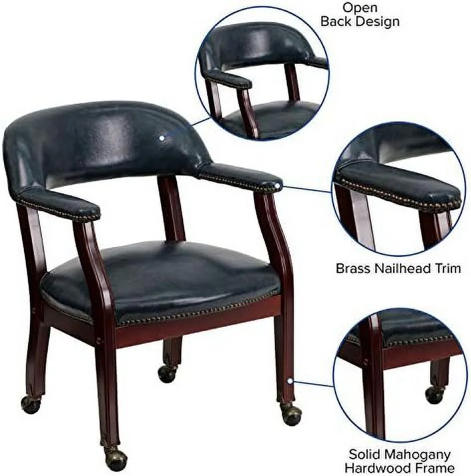 FDXCKJP Burgundy LeatherSoft Conference Chair with Casters