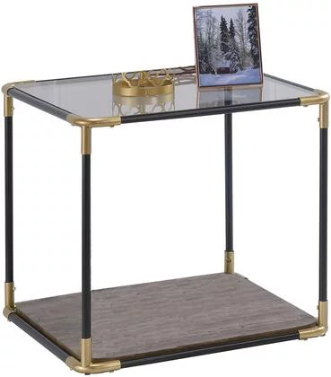 Artlia Heleris End Table in Black/Gold & Smoky Glass 81012