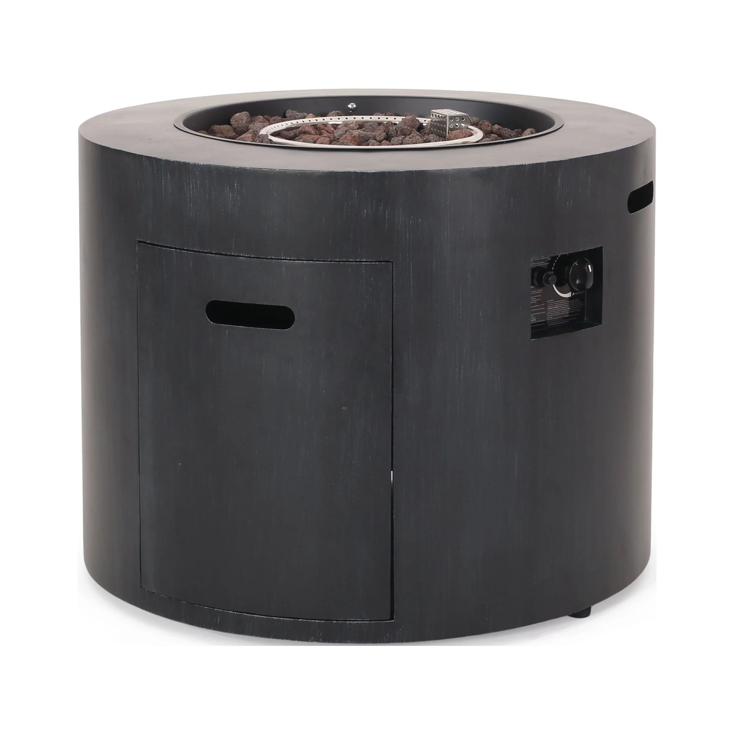 Reign Metal Outdoor 40,000 BTU Circular Fire Pit, Brushed Black
