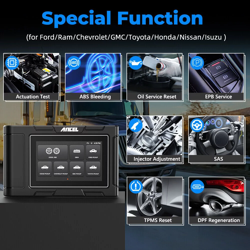 ANCEL HD3500 All System Bidirectional Pickup Light Duty Truck 2 in 1 OBD2 Scanner Diesel Scanner 12V/24V Diagnostic Tool