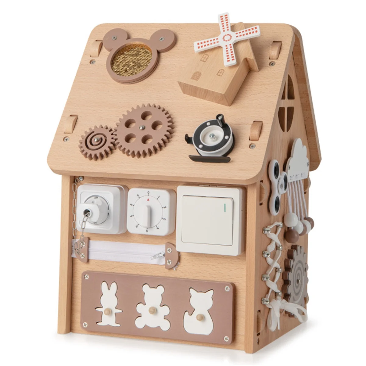 Busy House Playhouse with Sensory Games, Interior Storage, and Multifunctional Design for Kids