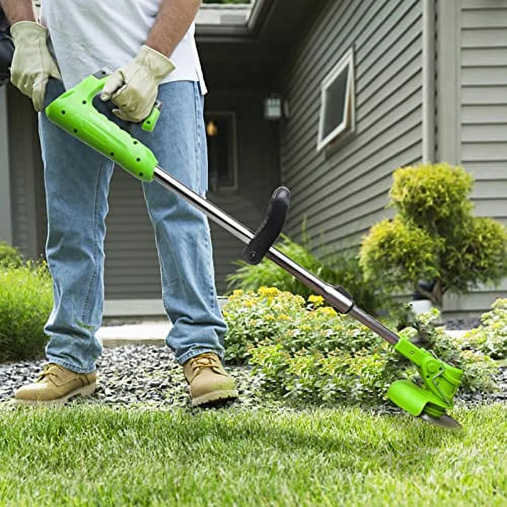 Electric Weed Eater, Cordless Weed Wacker Battery Powered, Lightweight String Trimmer/Edger Lawn Tool/Brush Cutter with Adjustable Length & 3 Types Blades, for Garden and Yard