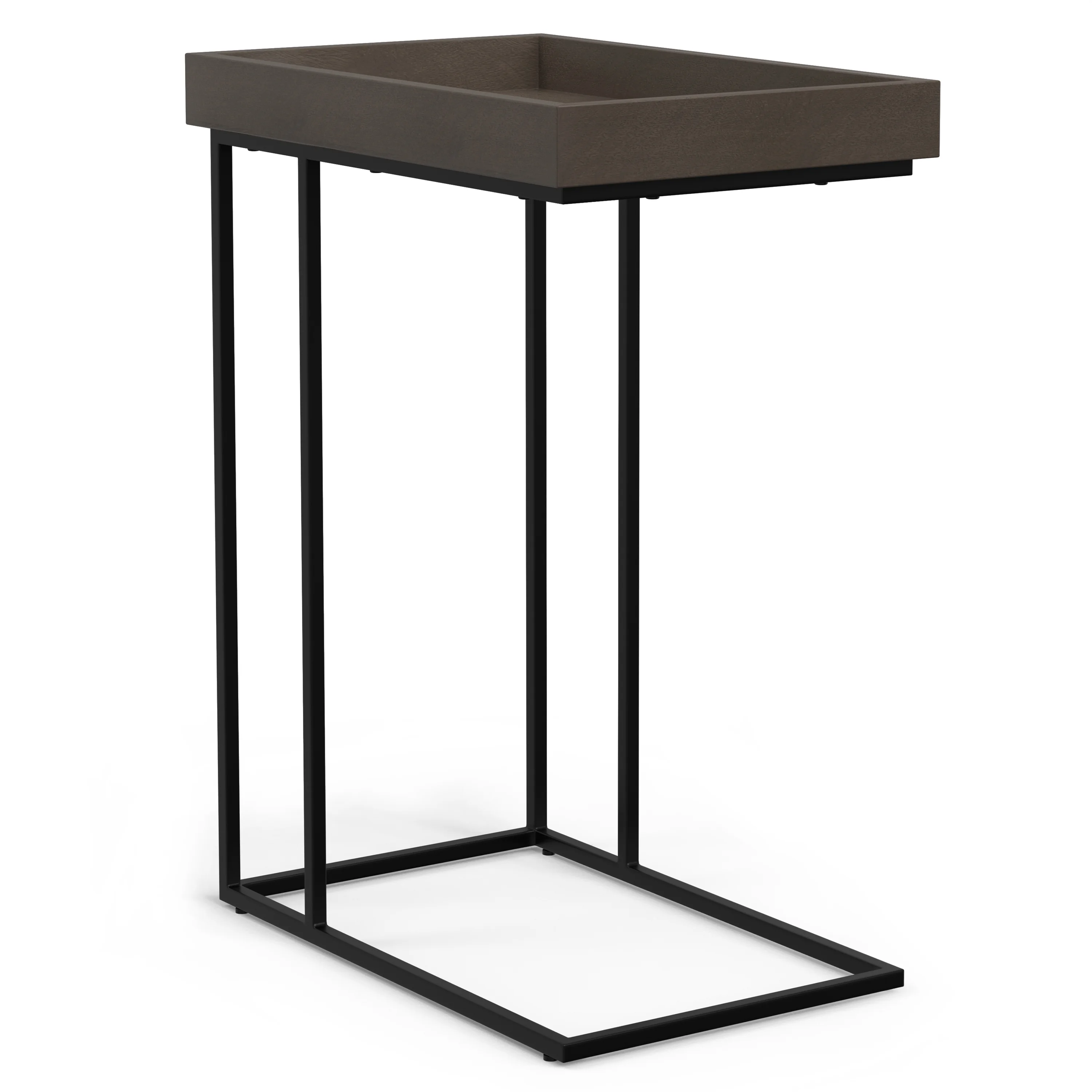 Simpli Home Gallagher SOLID MANGO WOOD and Metal 12 inch Wide Rectangle Industrial C Side Table in Walnut Brown, Fully Assembled