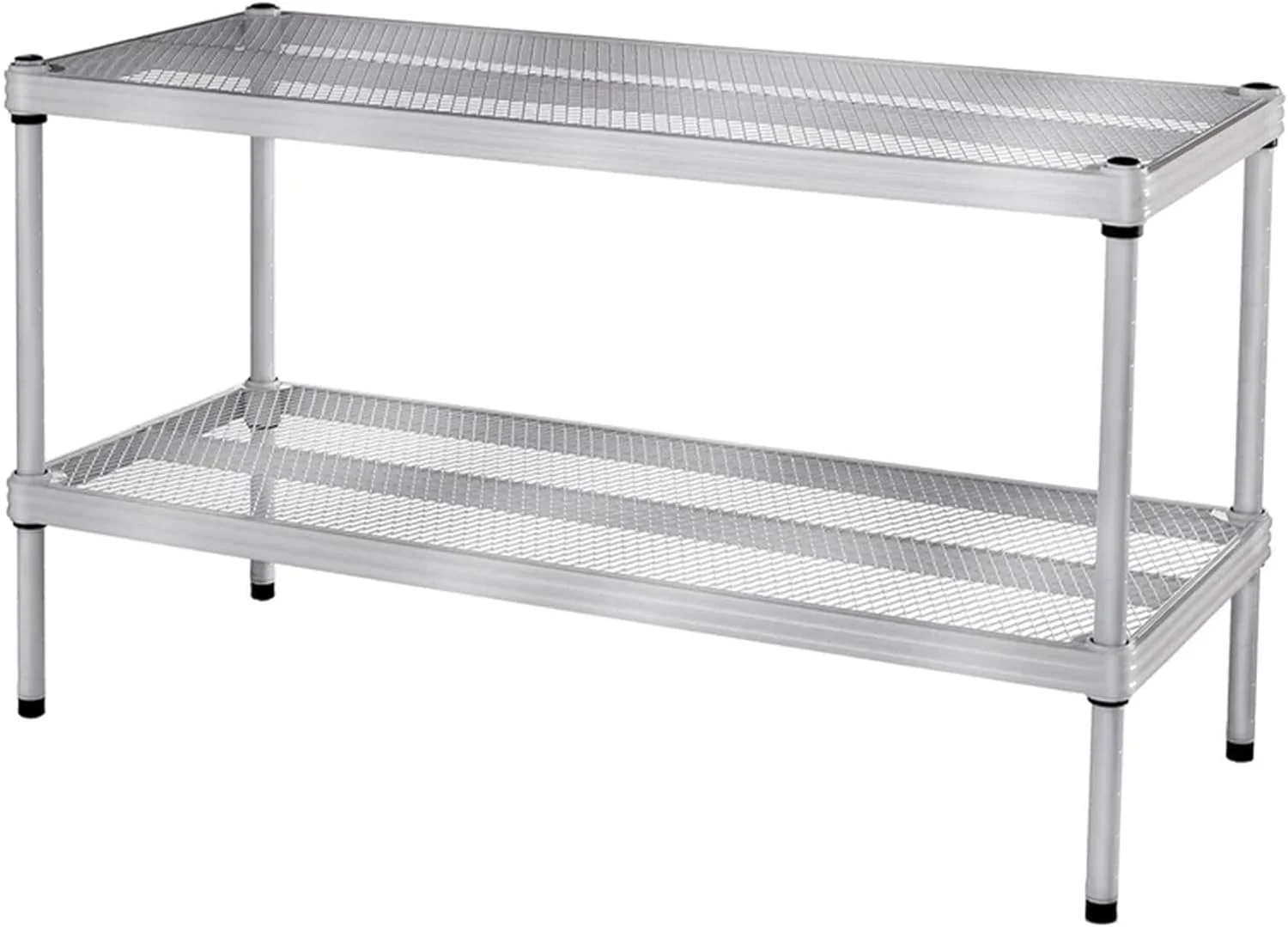 2 Tier Full Size Metal Storage Shelving Unit Rack for Kitchen, Office, and Garage Organization 31 by 13 by 17.5 Inches, Silver